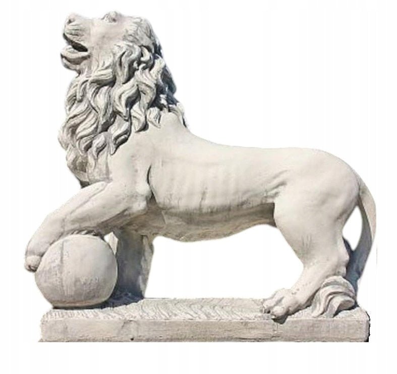 Garden figure Lion with ball pair right-left from concrete conglomerate AG-BET Kind decoration