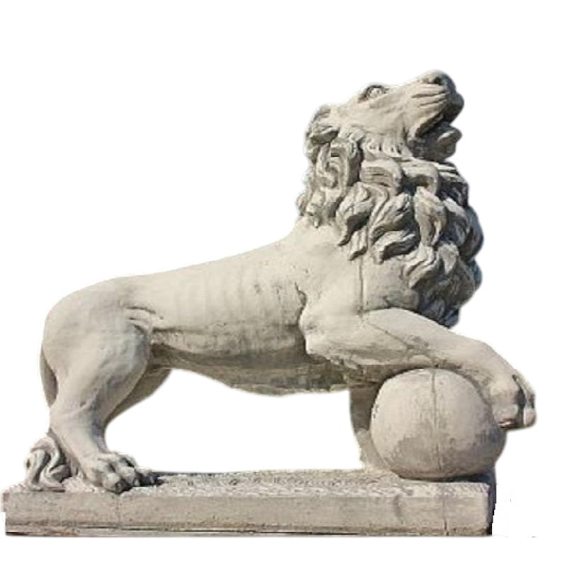 Garden figure Lion with ball pair right-left from concrete conglomerate AG-BET Type sculpture (figure)
