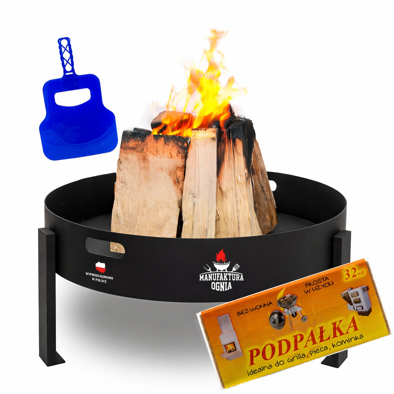 Garden fireplace black 70cm grill fireplace steel 2mm boiler + Accessories Packaging status original