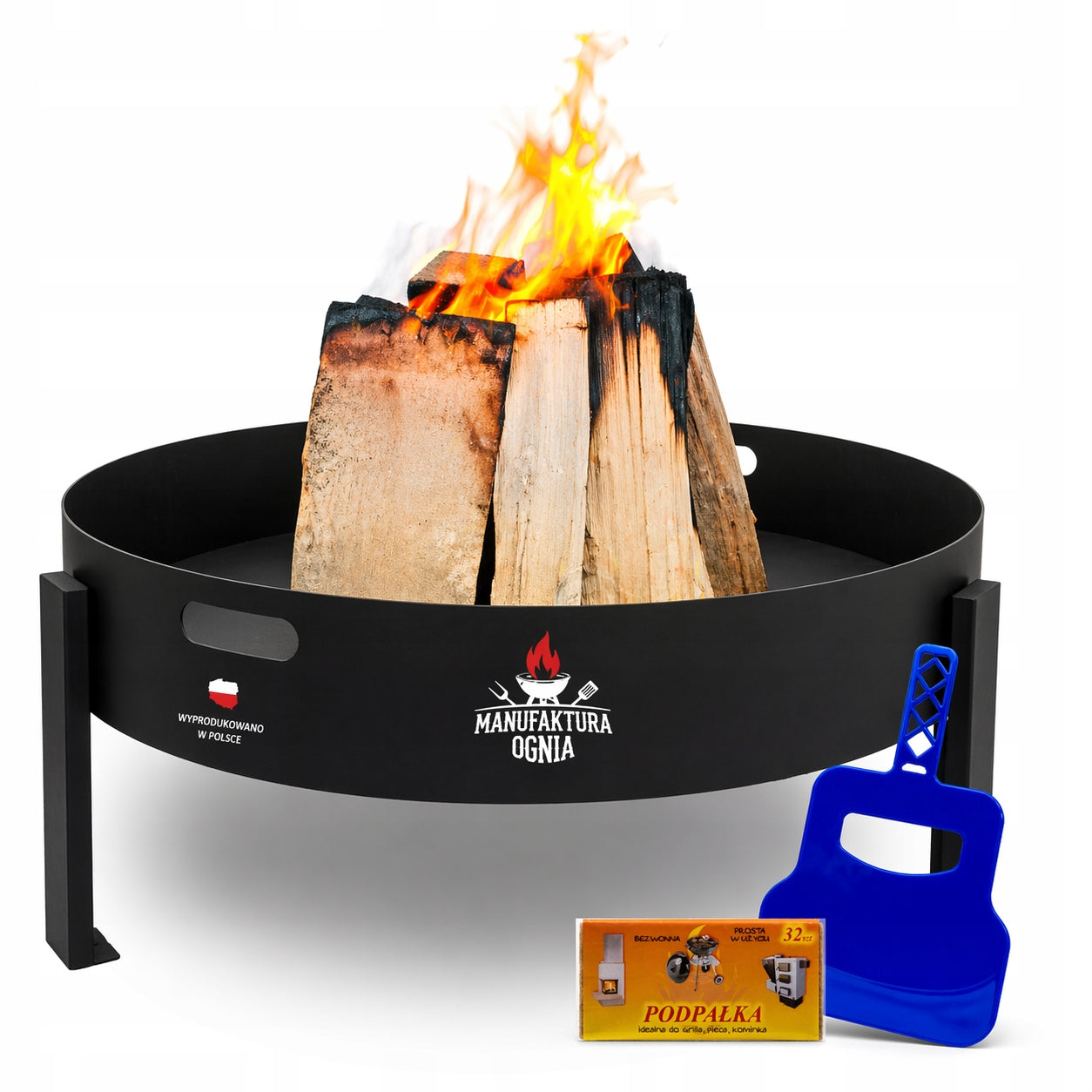 Garden fireplace black 70cm grill fireplace steel 2mm boiler + Accessories