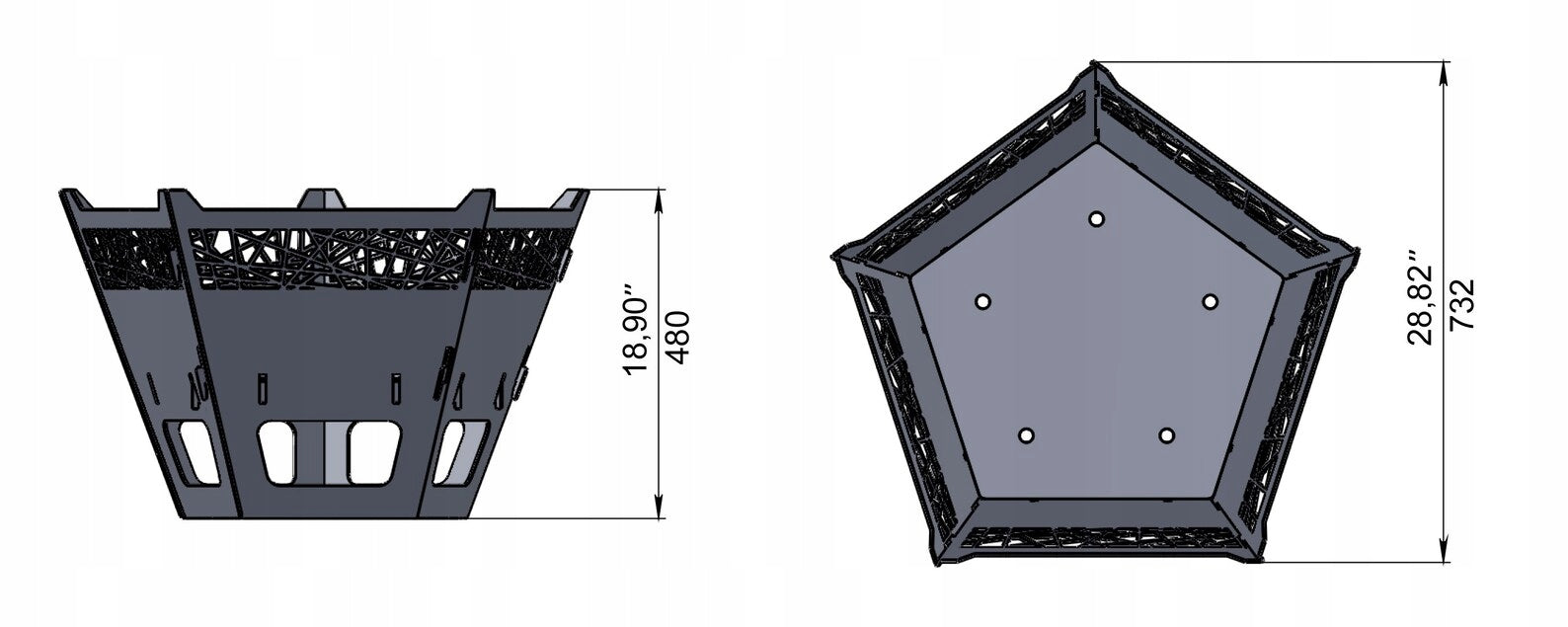 Garden fireplace high, folding, massive Manufacturer Weight 30 kg