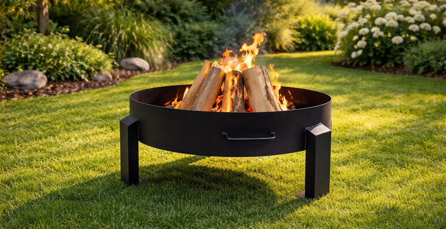 Garden fireplace steel terrace fireplace 80 cm deep grill thick steel PL Material steel