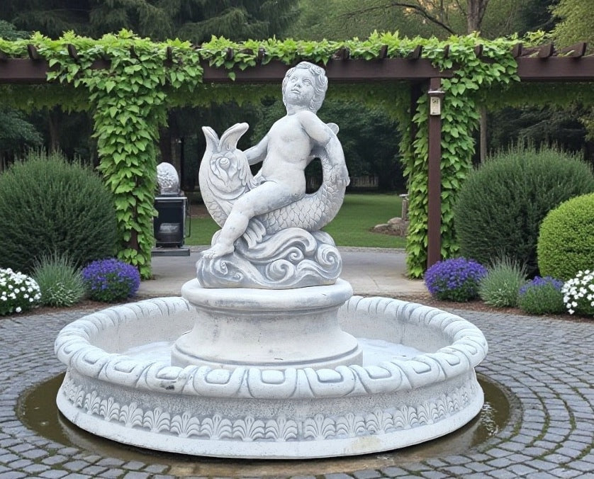 Garden fountain Ebro Amorek swimming pool with bottom White concrete conglomerate figure
