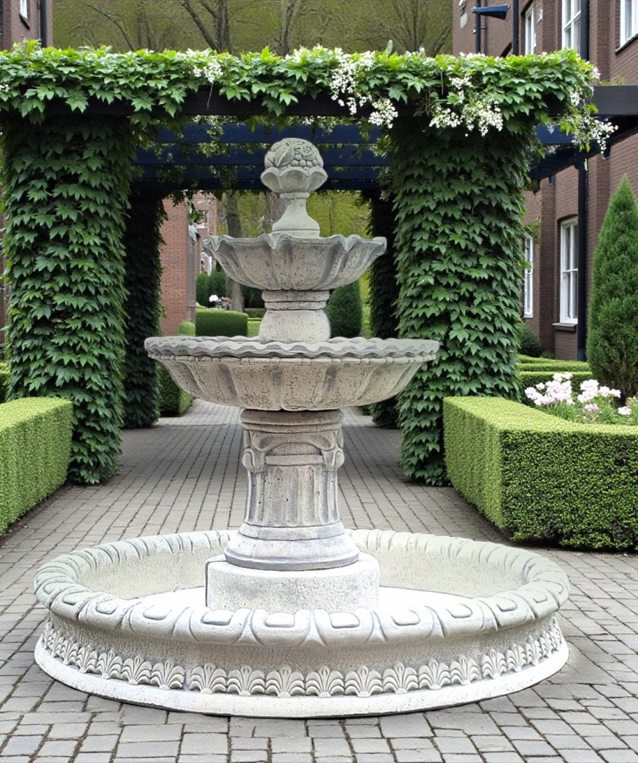 Garden fountain Ebro with Bottom 140cm white concrete conglomerate figure Ag-Bet
