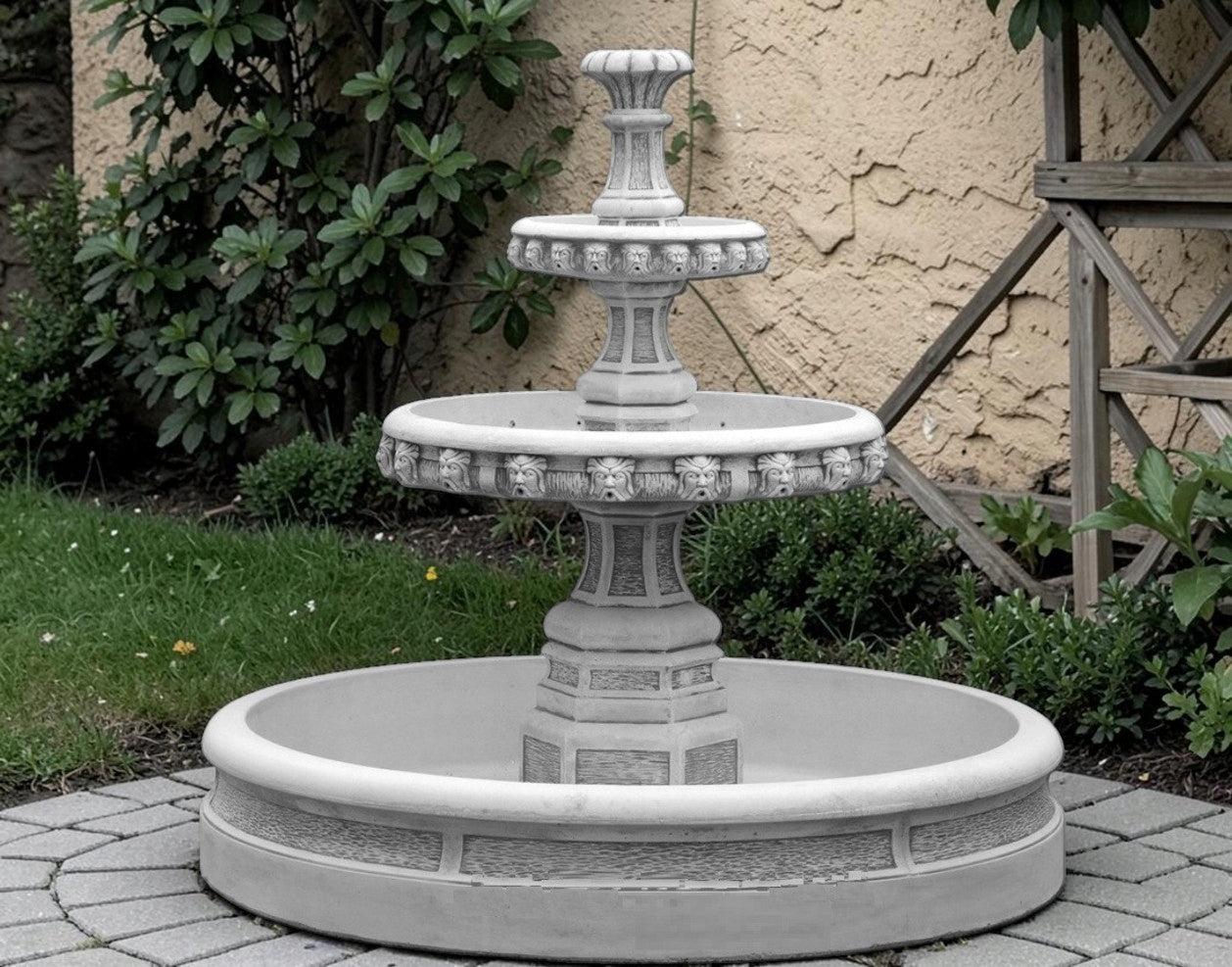 Garden fountain Georgia Pool with Bottom White cement conglomerate figure