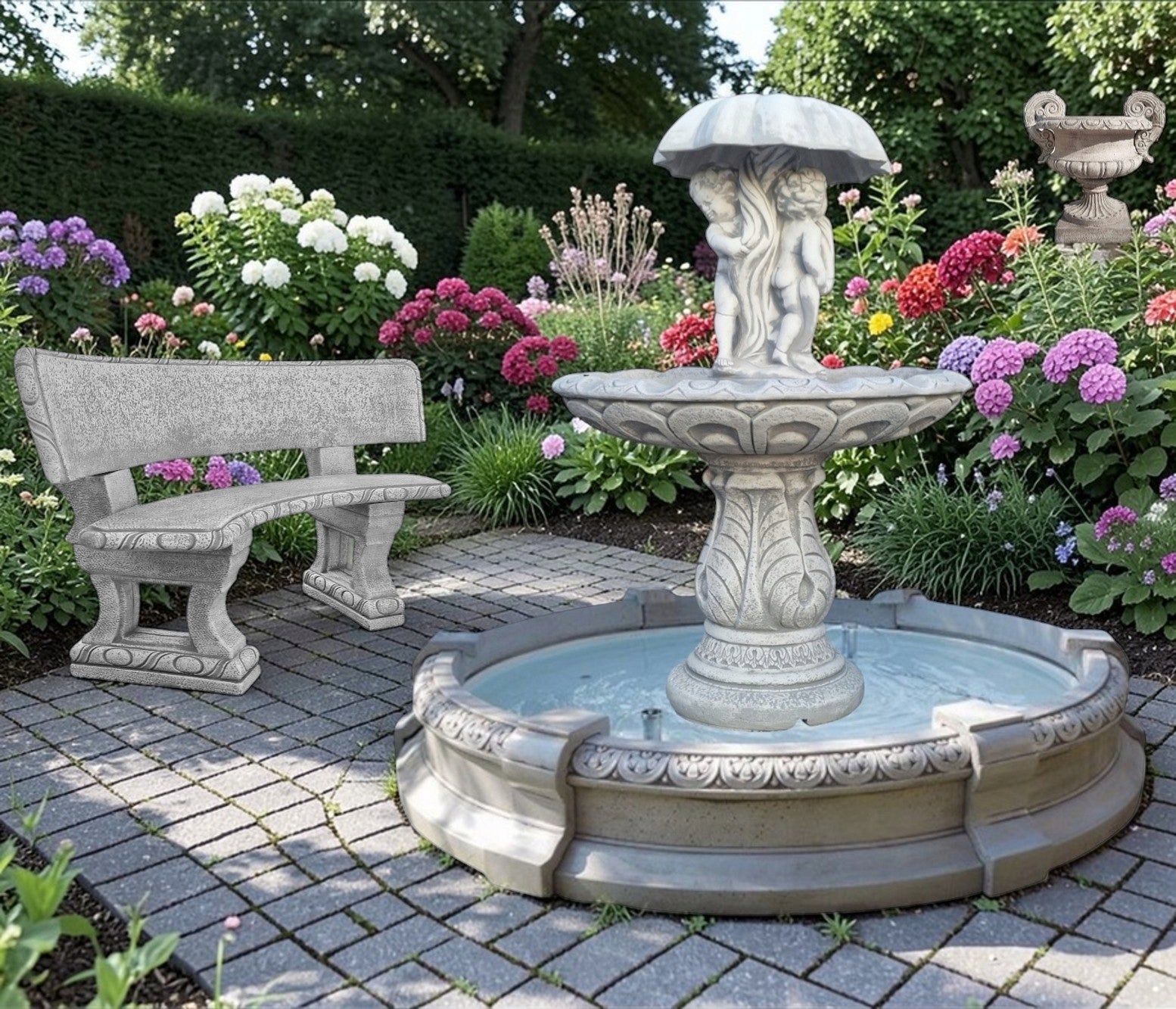 Garden fountain Perugia with swimming pool Milanoø 234cm White concrete Ag-Bet figure EAN (GTIN) 5904844693662