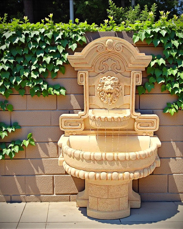 Garden fountain Wall-mounted Sola white cement conglomerate figure Ag-Bet Product height 177 cm