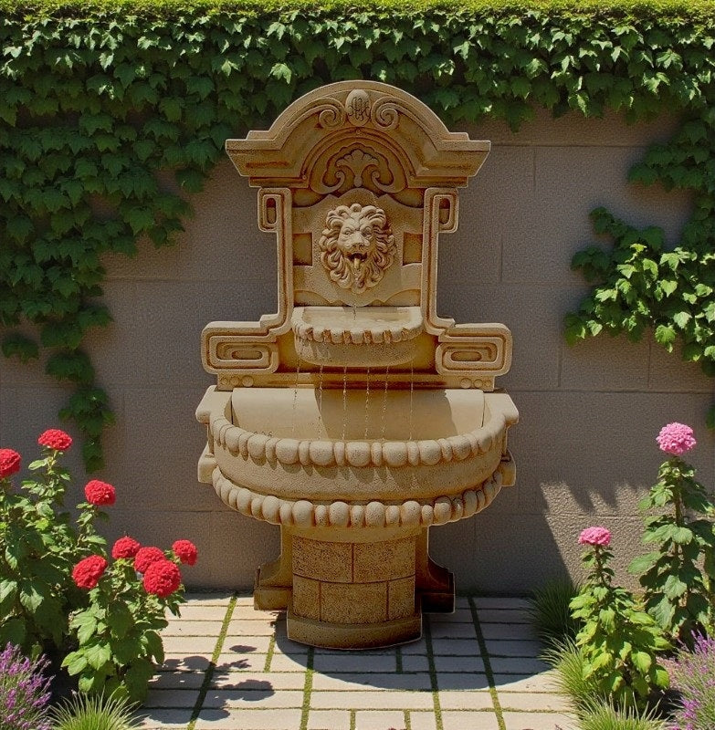 Garden fountain Wall-mounted Sola white cement conglomerate figure Ag-Bet