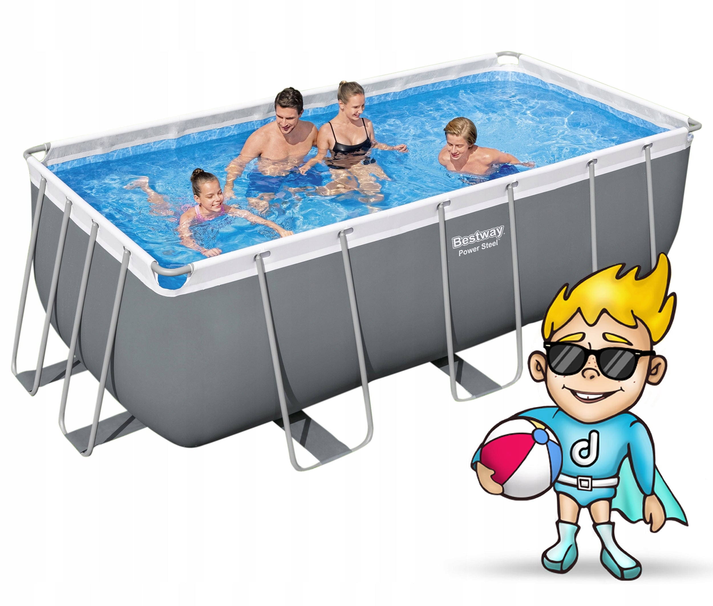Garden frame pool 412x201cm family Bestway 17in1 full set Brand Bestway