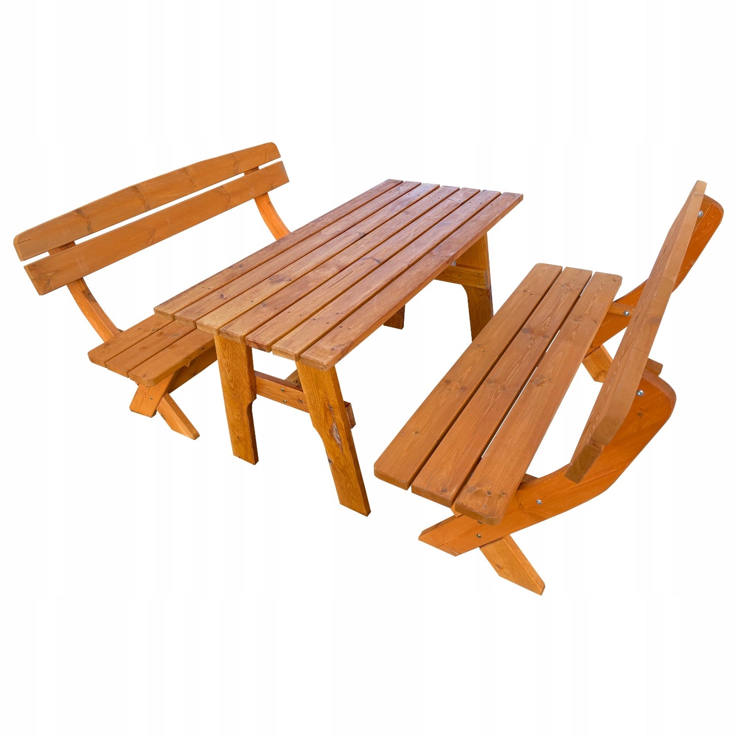 Garden furniture 6-person ICT wooden set table + 2 benches For dinner set