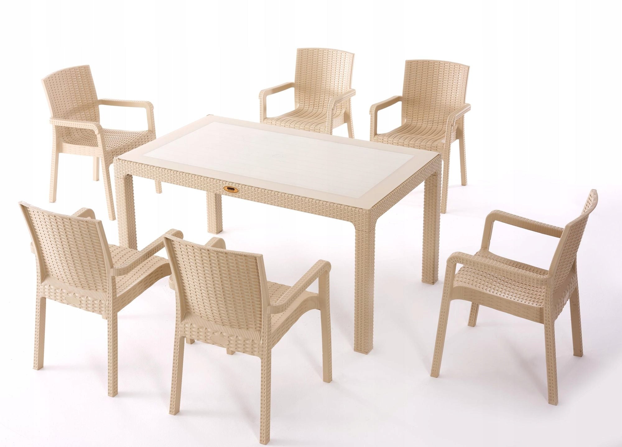 Garden furniture Dining table 140x80x76 Calma BEIGE rattan+ glass Main material synthetic rattan