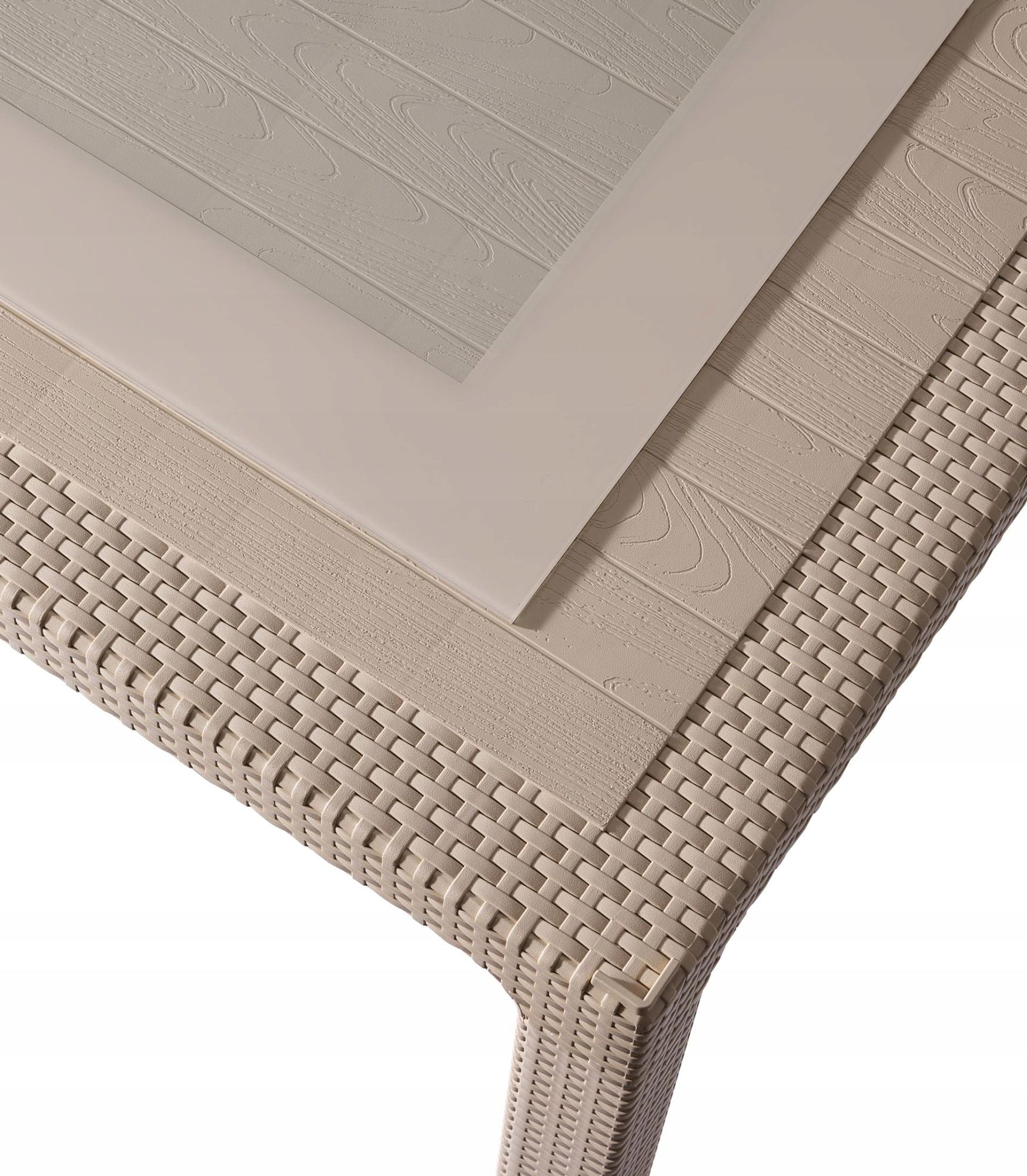 Garden furniture Dining table 140x80x76 Calma BEIGE rattan+ glass Manufacturer KUNERT