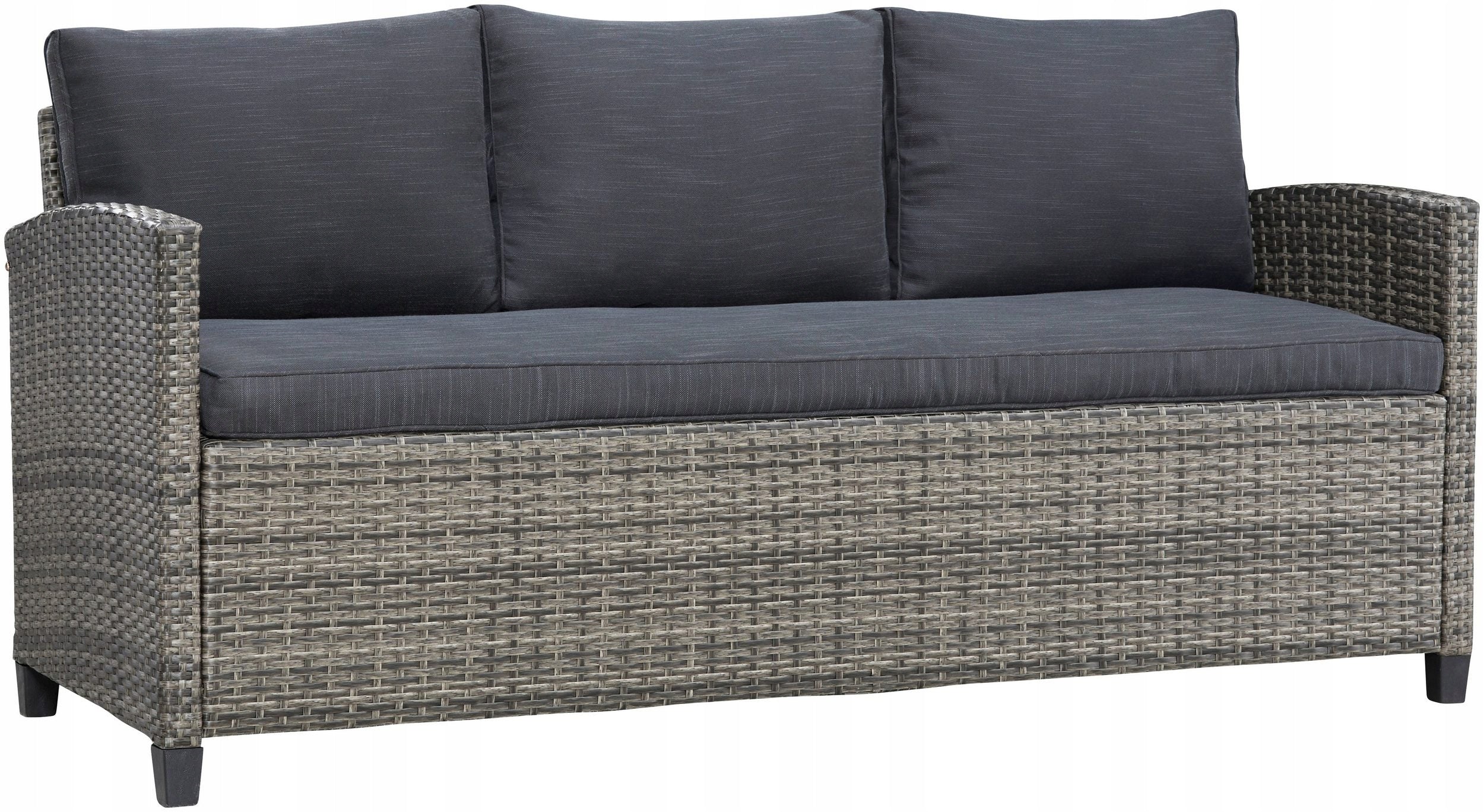 Garden furniture Konifera Amstardam brown rattan armchairs sofa table Set contents armchair pouf table