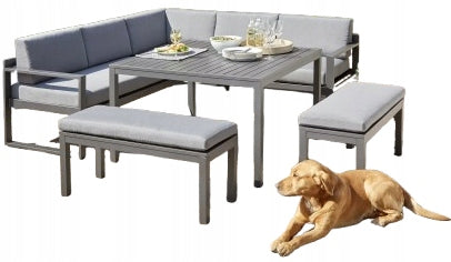 Garden furniture Romy color gray, corner ,bench ,table 5 parts