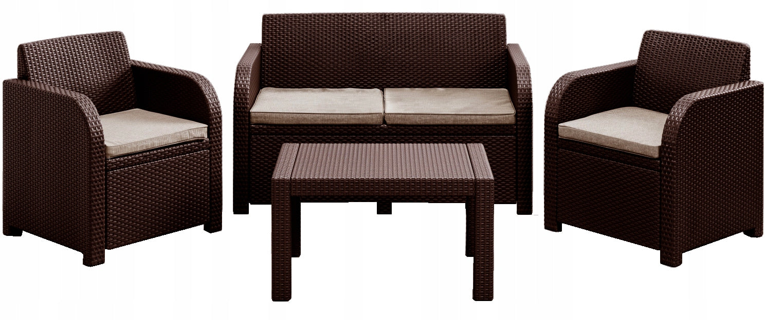 Garden furniture Set Terrace set Balcony Leisure GEORGIA 4os brown Line GEORGIA