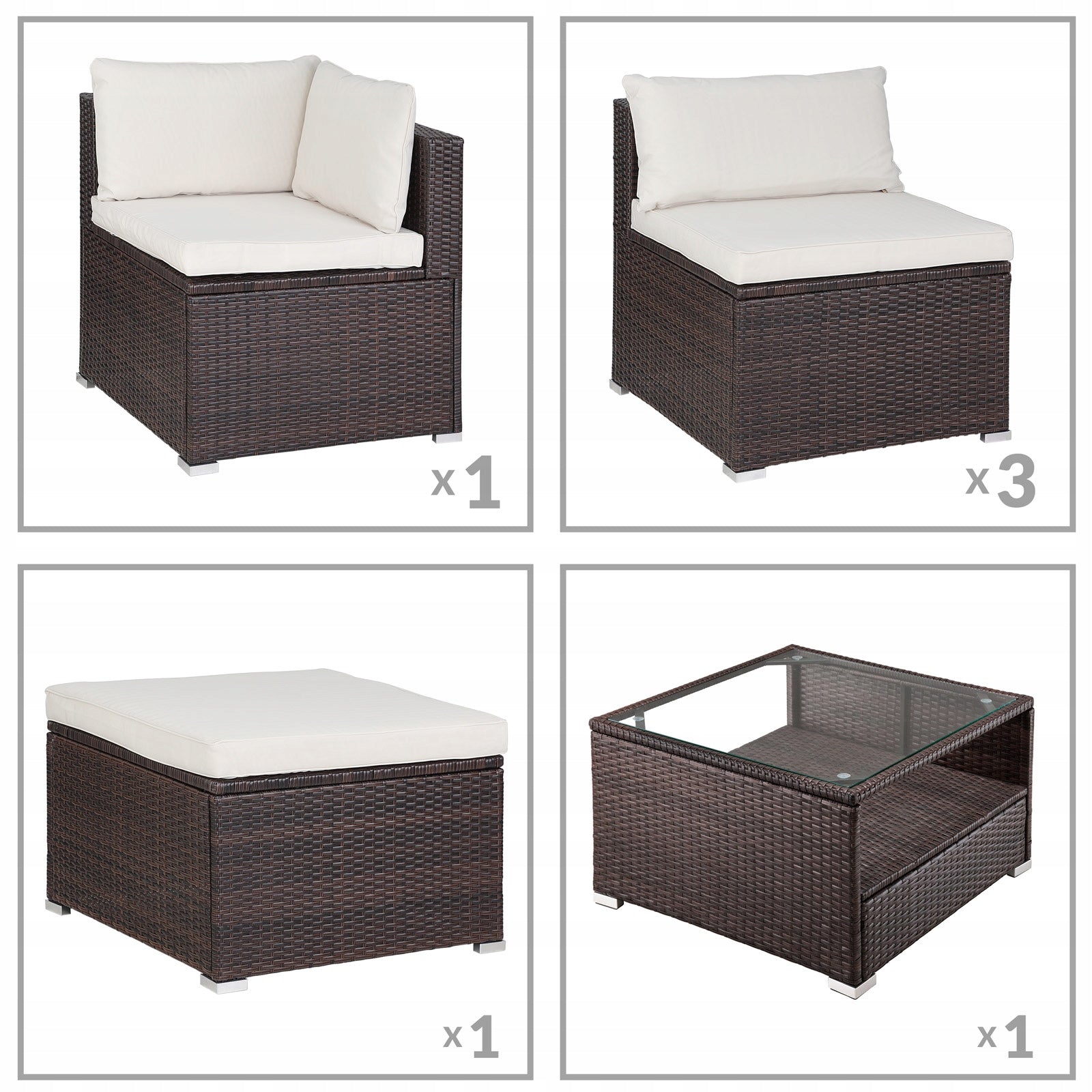 Garden furniture corner set rattan furniture for terrace pillows pouf 16 el. Main material synthetic rattan