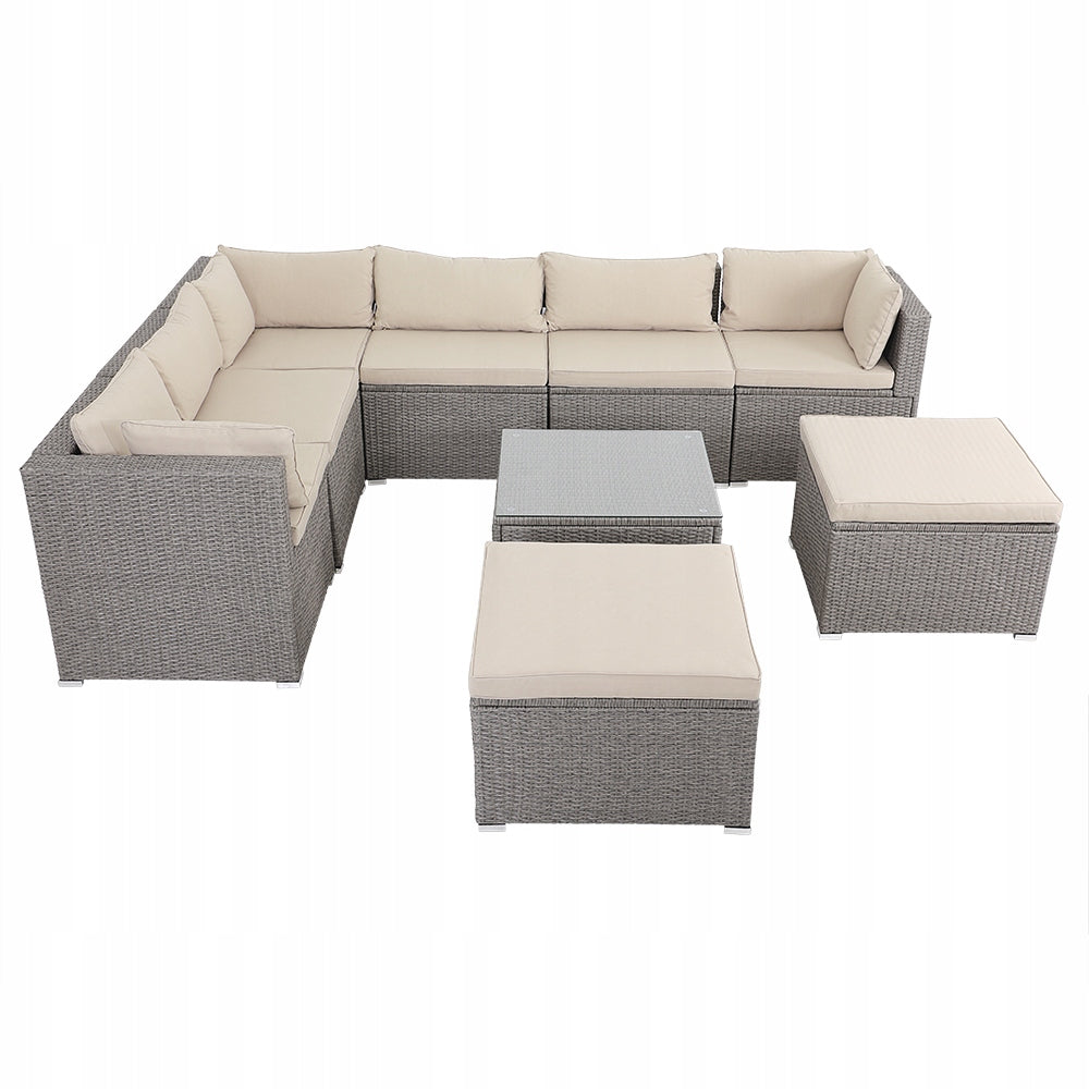 Garden furniture corner set rattan furniture for terrace pillows pouf 26 el Manufacturer Casaria