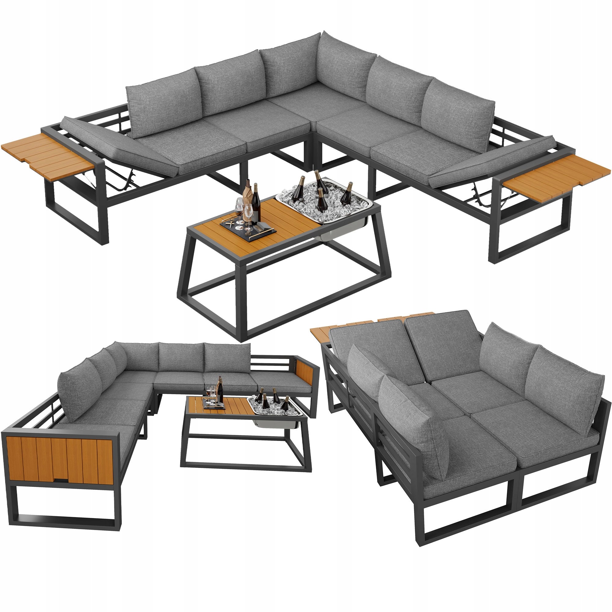 Garden furniture modular set grey beige adjustable backrest balcony terrace Manufacturer code 6945862569675