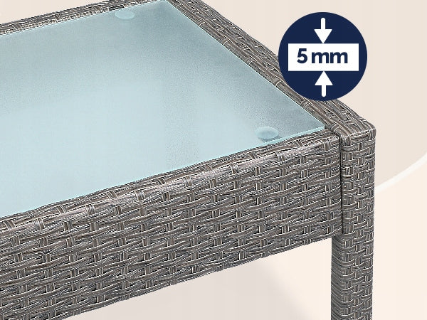 Garden furniture polyrattan 3x cushions 2x armchair bench table set grey Manufacturer code 109992