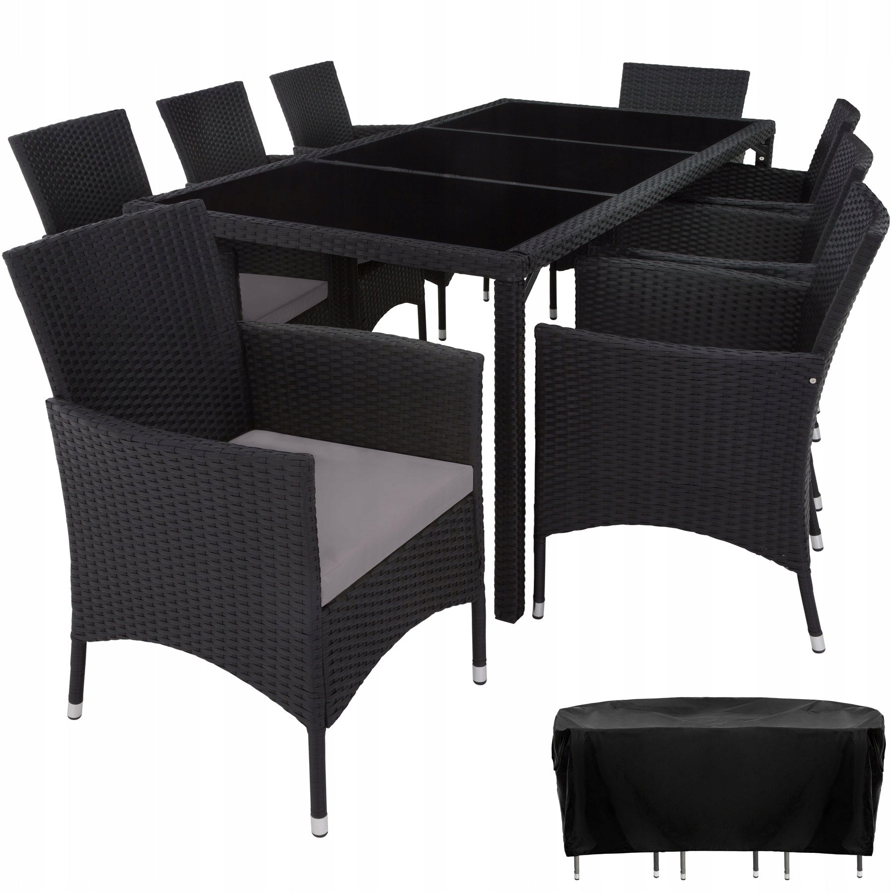 Garden furniture rattan 8+1+cover