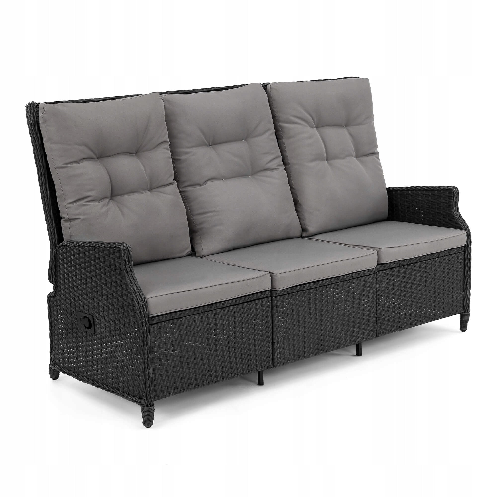 Garden furniture rattan ALICANTE BIG Black cushions grey Color black