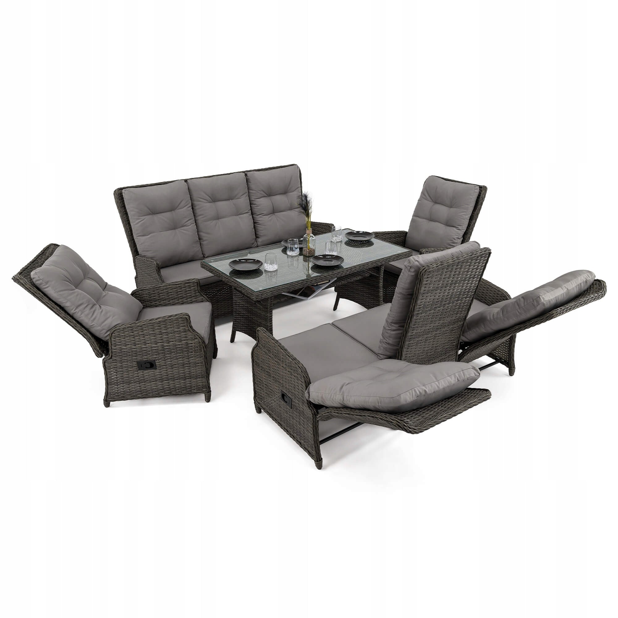 Garden furniture rattan ALICANTE BIG grey cushions grey