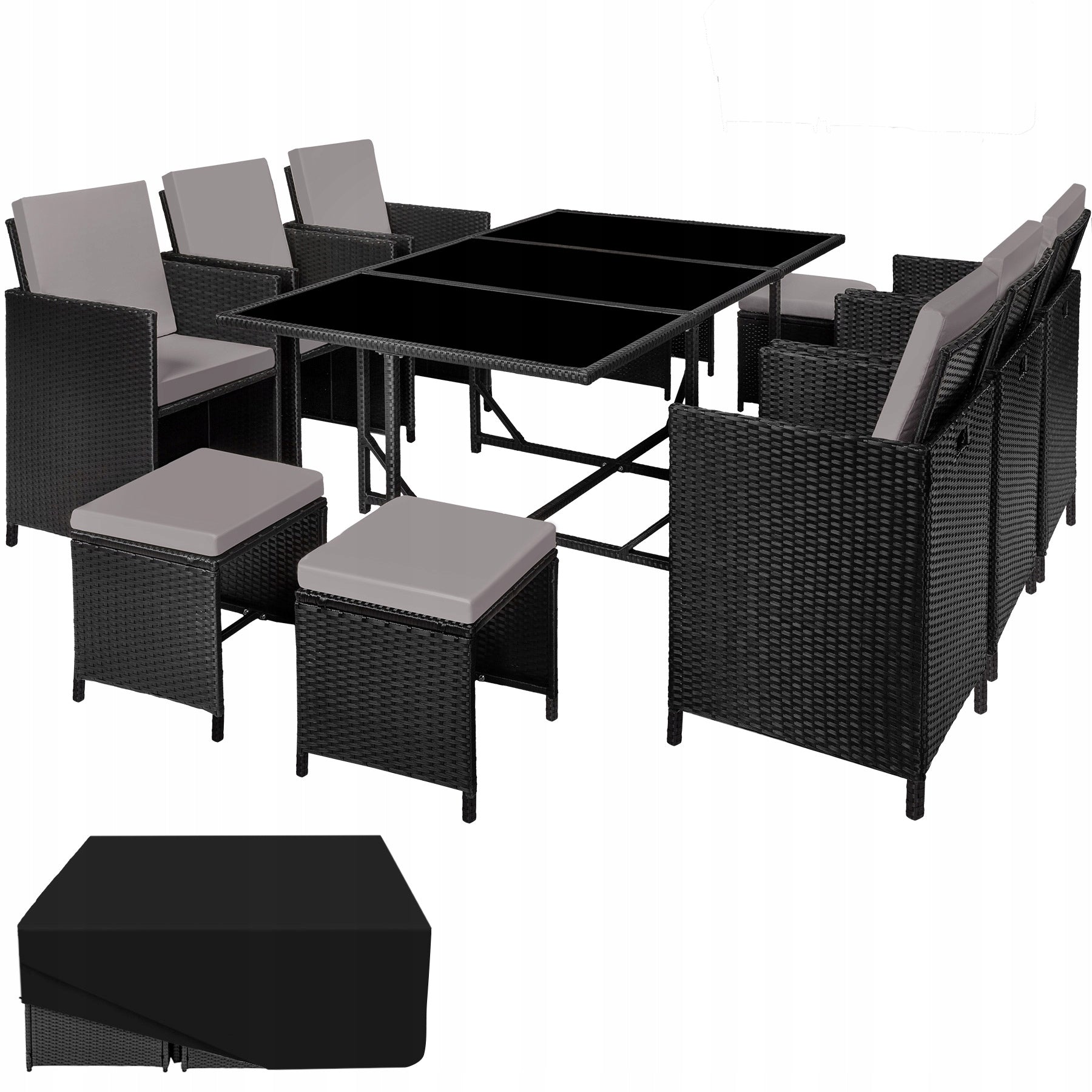 Garden furniture rattan Malaga 6+4+1+cover