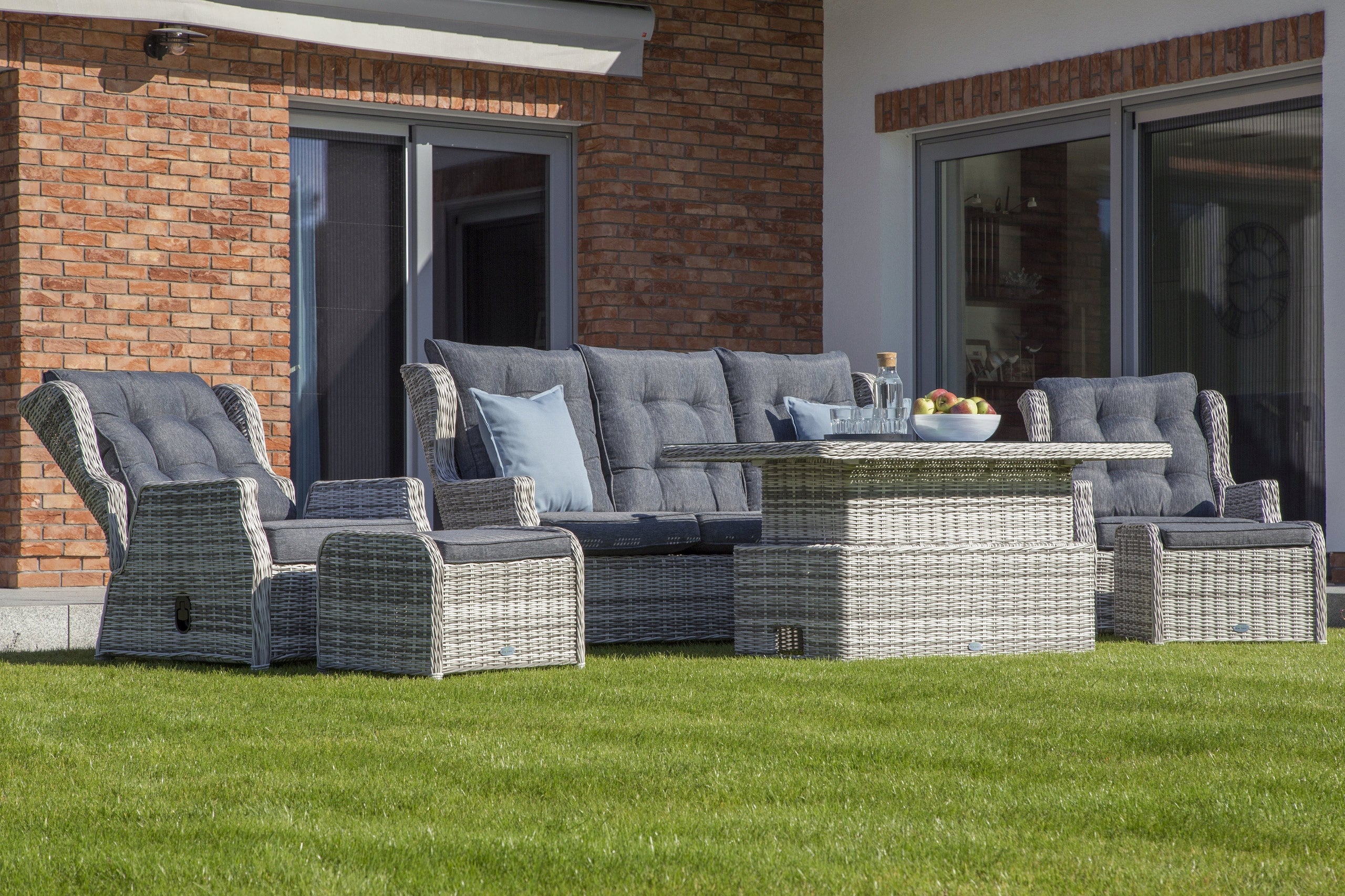 Garden furniture rattan furniture set with cushions brown Memfis 7-os Manufacturer HOME & GARDEN