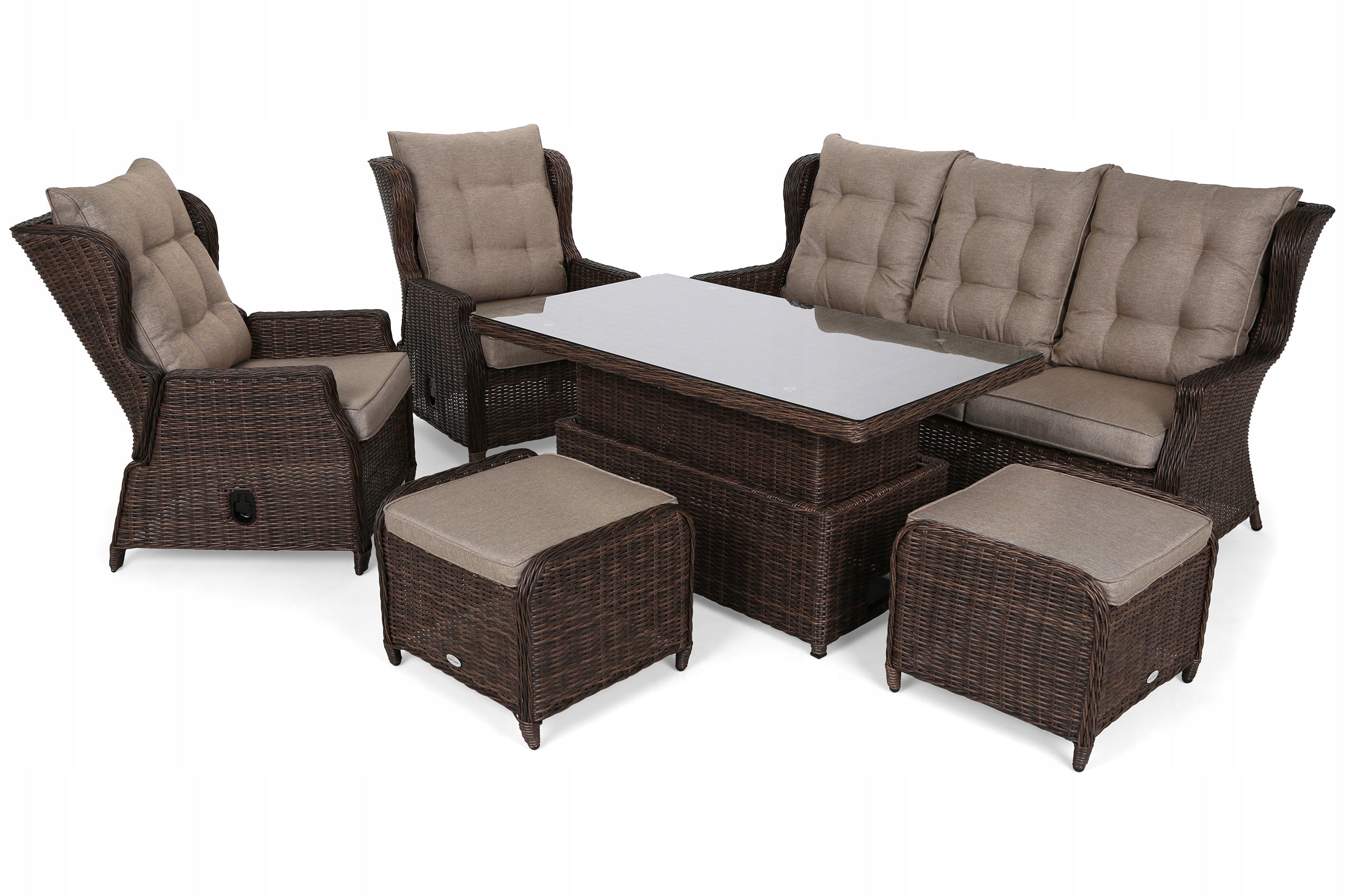 Garden furniture rattan furniture set with cushions brown Memfis 7-os Packaging status original