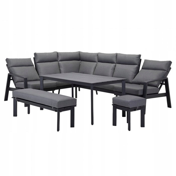 Garden furniture seating set terrace corner coffee set grey
