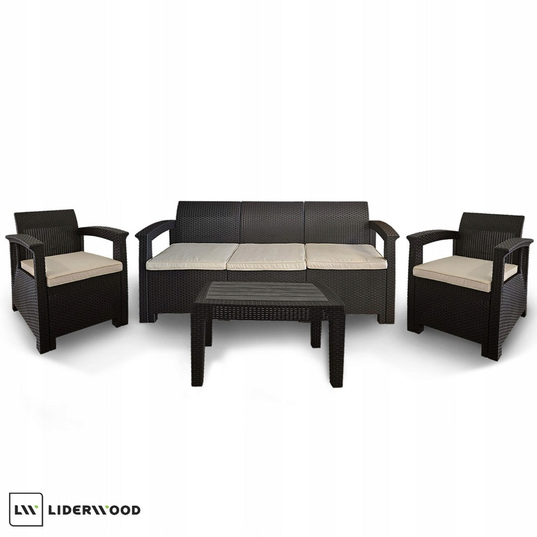 Garden furniture set Aura Bronze 5 person sofa two armchairs table garden