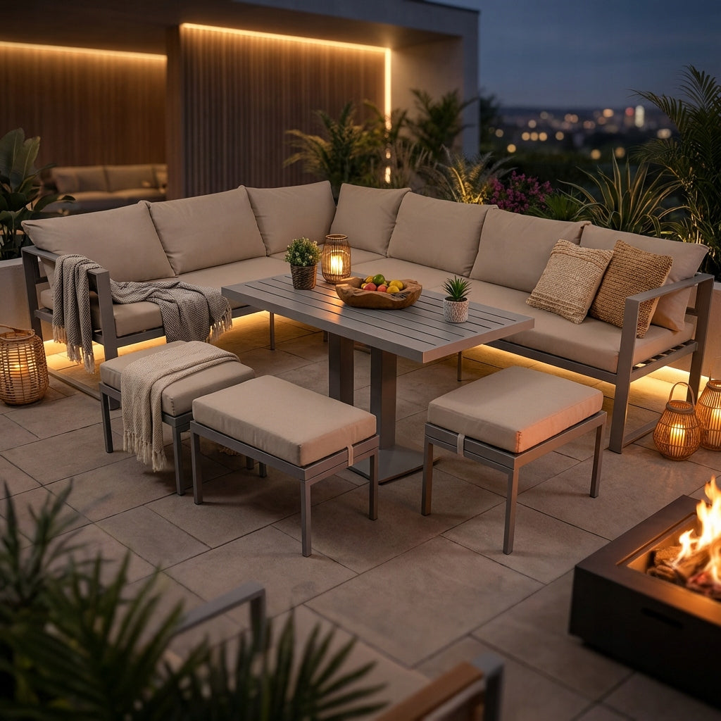 Garden furniture set CORNER steel beige IDEAL HOME&GARDEN Manufacturer MTG Trade Group