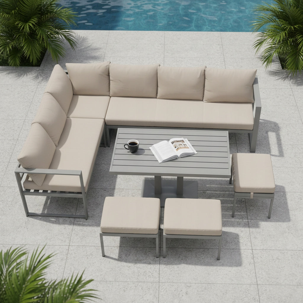 Garden furniture set CORNER steel beige IDEAL HOME&GARDEN