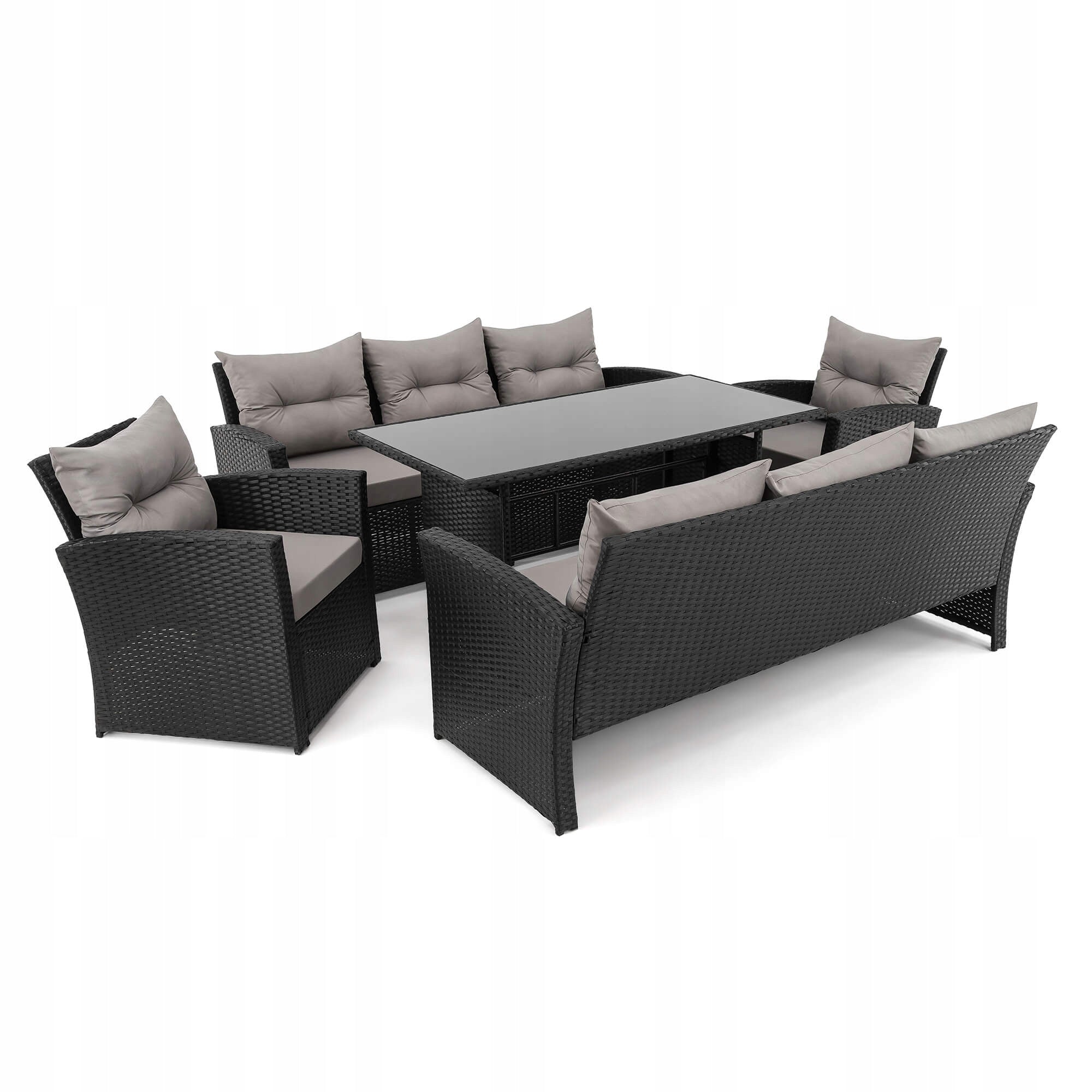 Garden furniture set Marseille 8 BP rattan black cushions grey Number of items in the set 5
