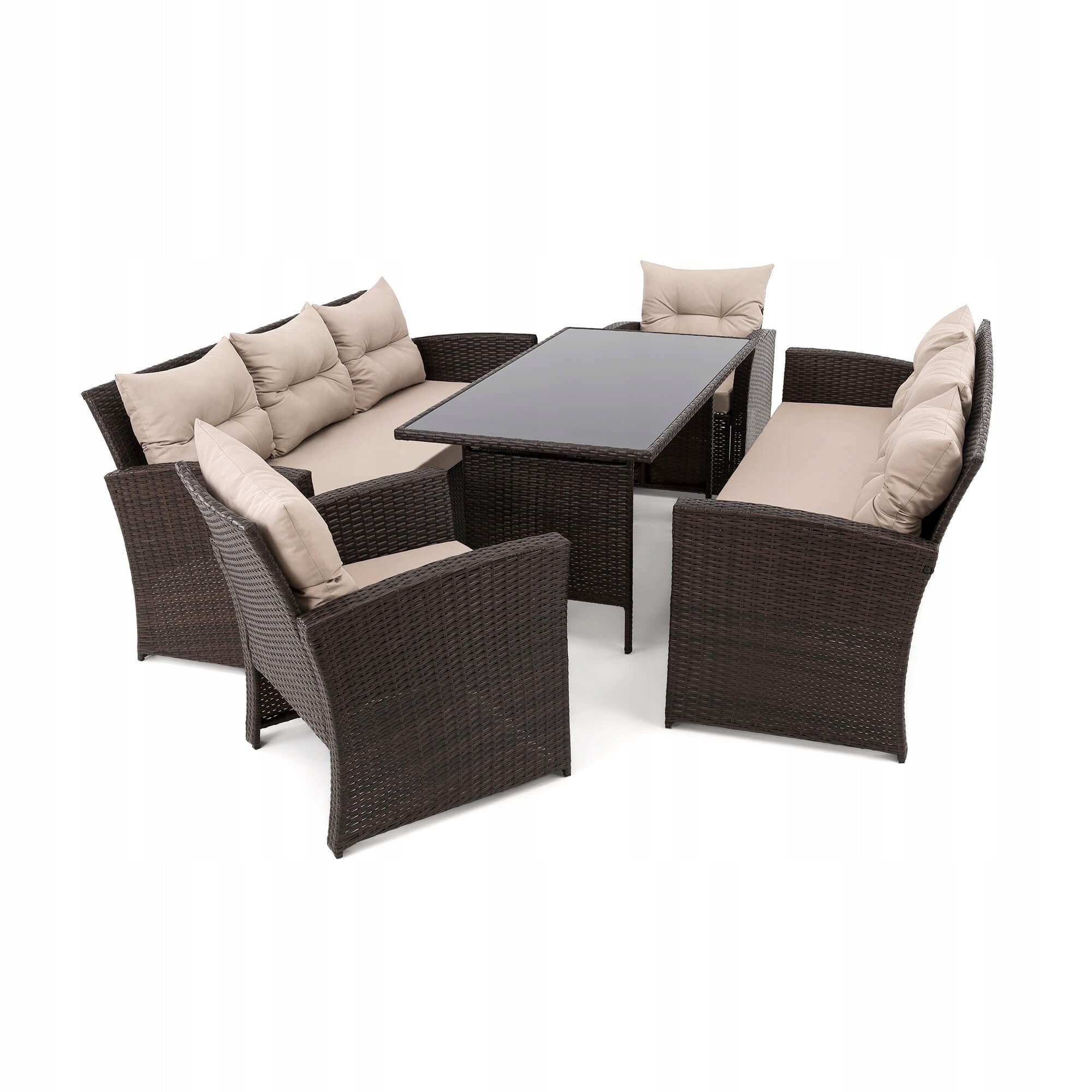 Garden furniture set Marseille 8 BP rattan brown cushions beige Manufacturer EMWOmeble