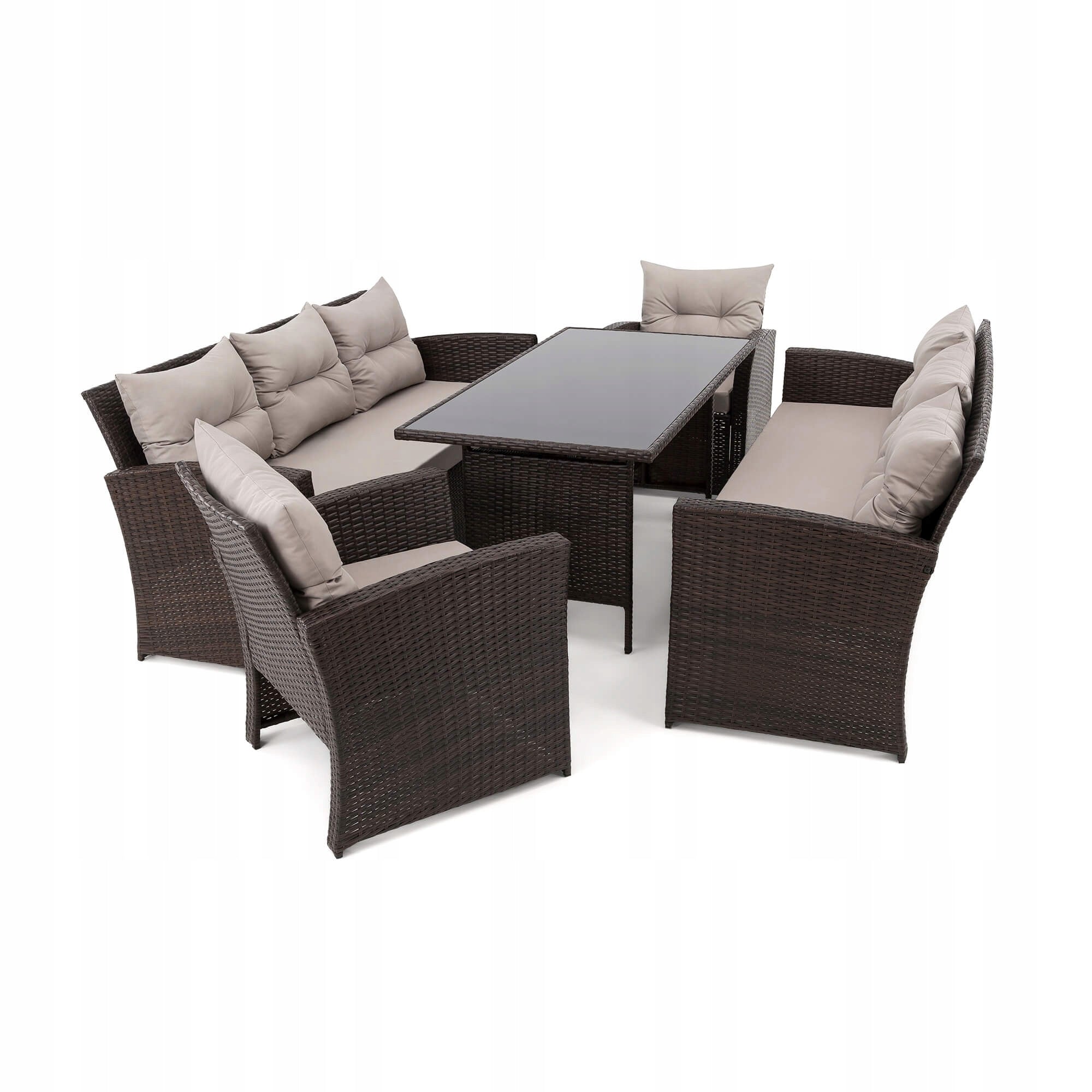 Garden furniture set Marseille 8 BP rattan brown cushions grey Manufacturer EMWOmeble