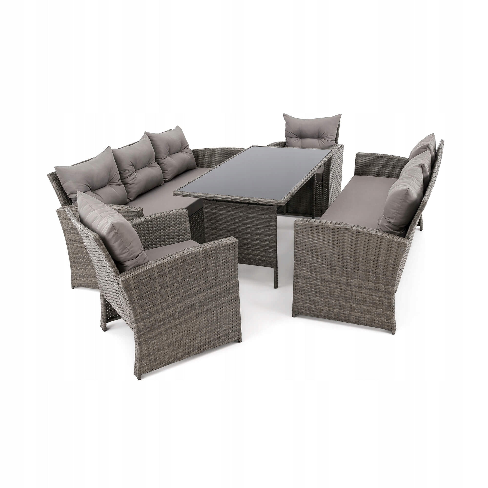 Garden furniture set Marseille 8 BP rattan grey cushions grey Main material synthetic rattan
