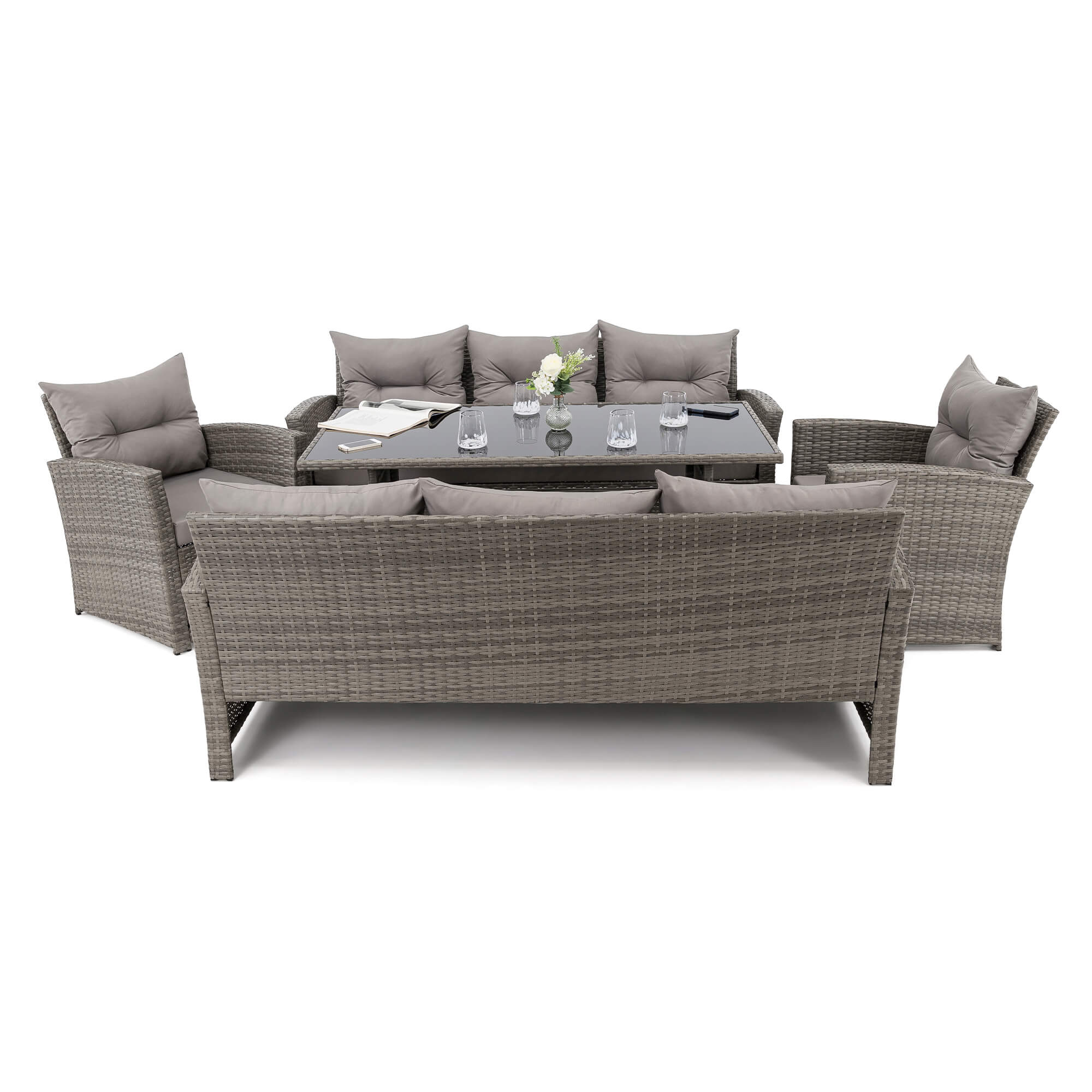 Garden furniture set Marseille 8 BP rattan grey cushions grey Manufacturer EMWOmeble