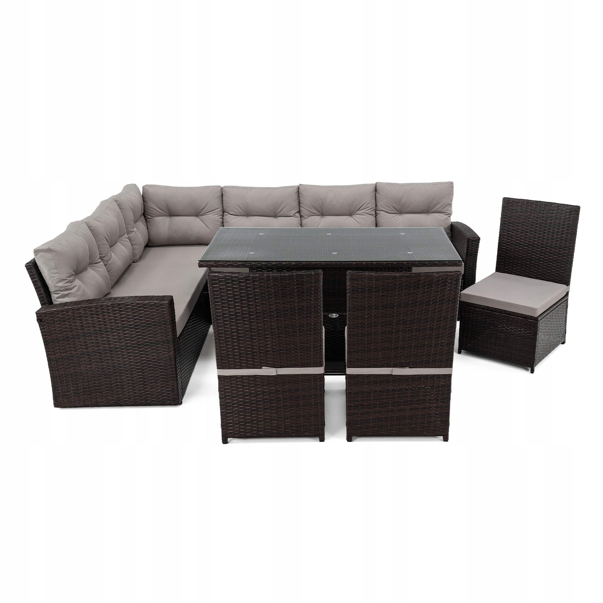 Garden furniture set TOKYO rattan brown cushions grey EAN (GTIN) 5905388205328