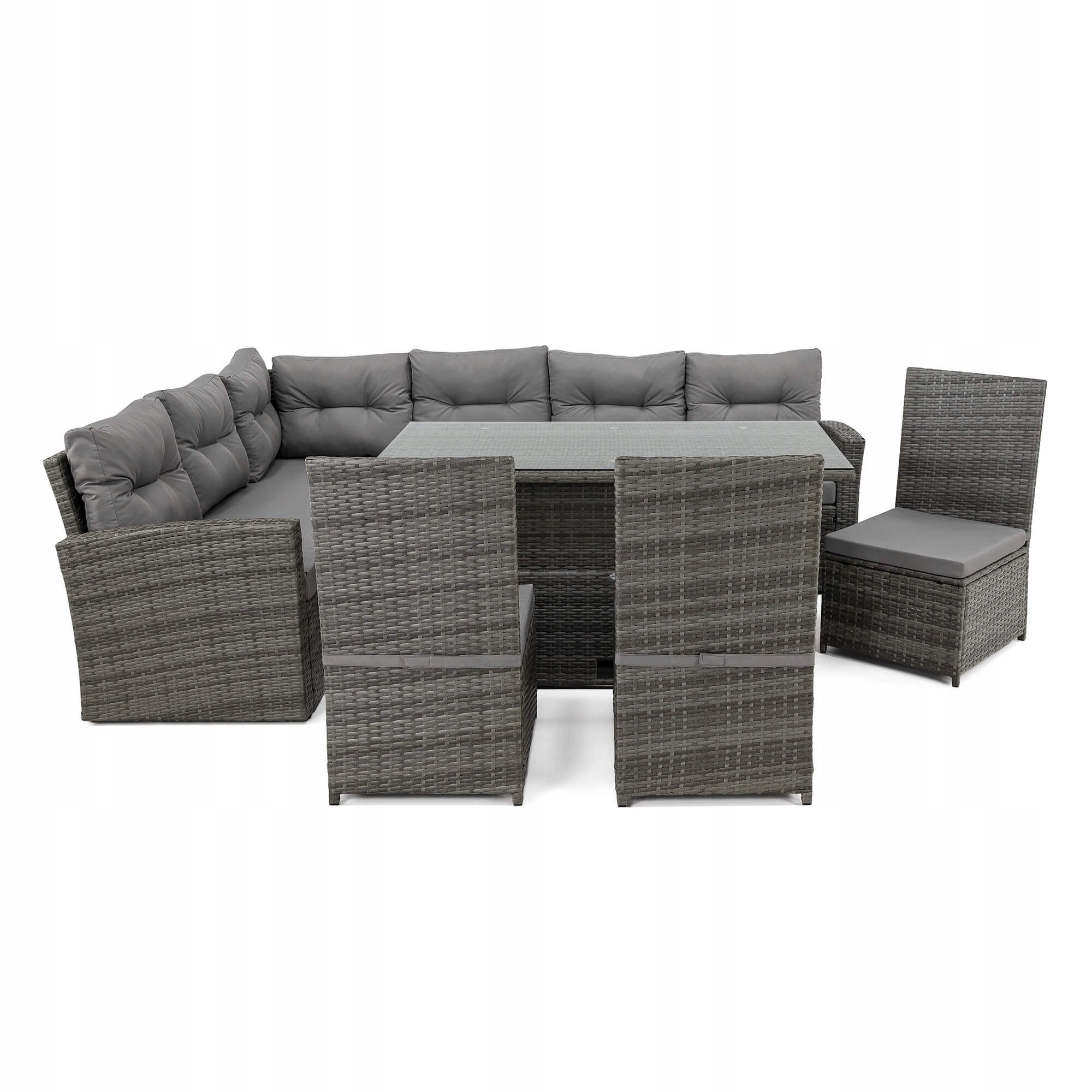 Garden furniture set TOKYO rattan grey cushions grey Color gray