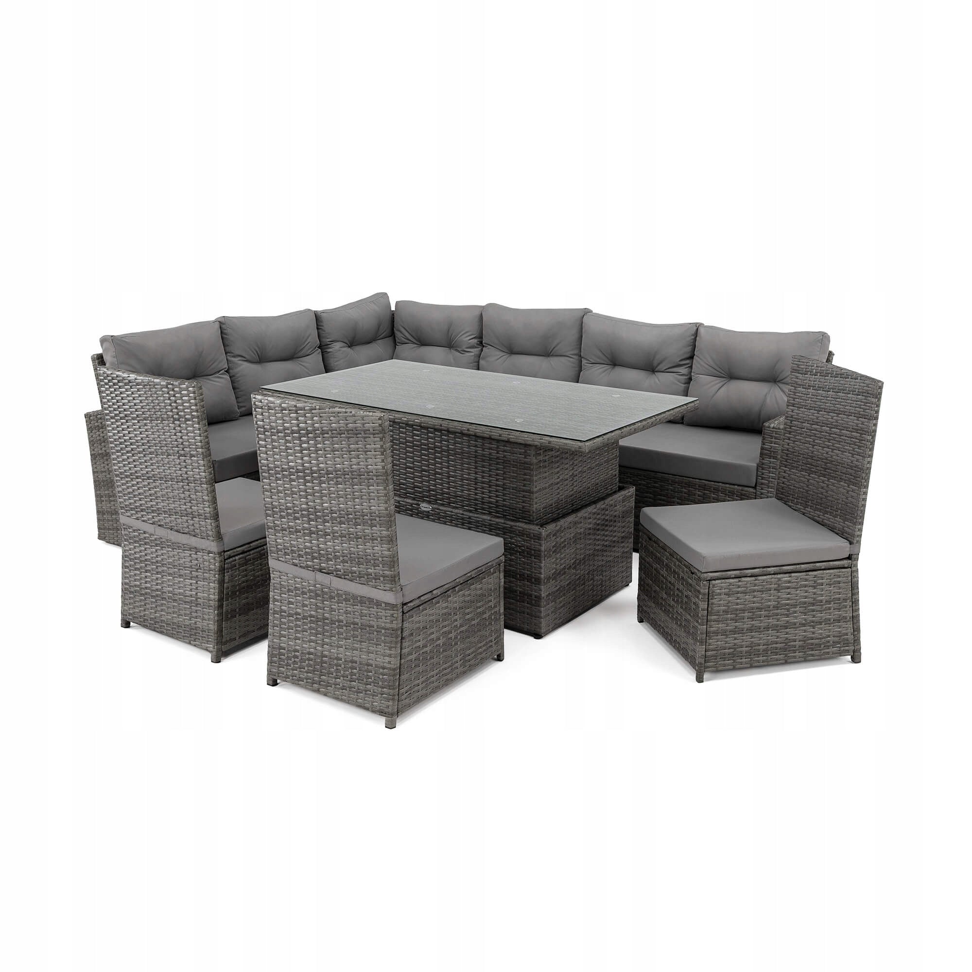 Garden furniture set TOKYO rattan grey cushions grey Number of items in the set 6