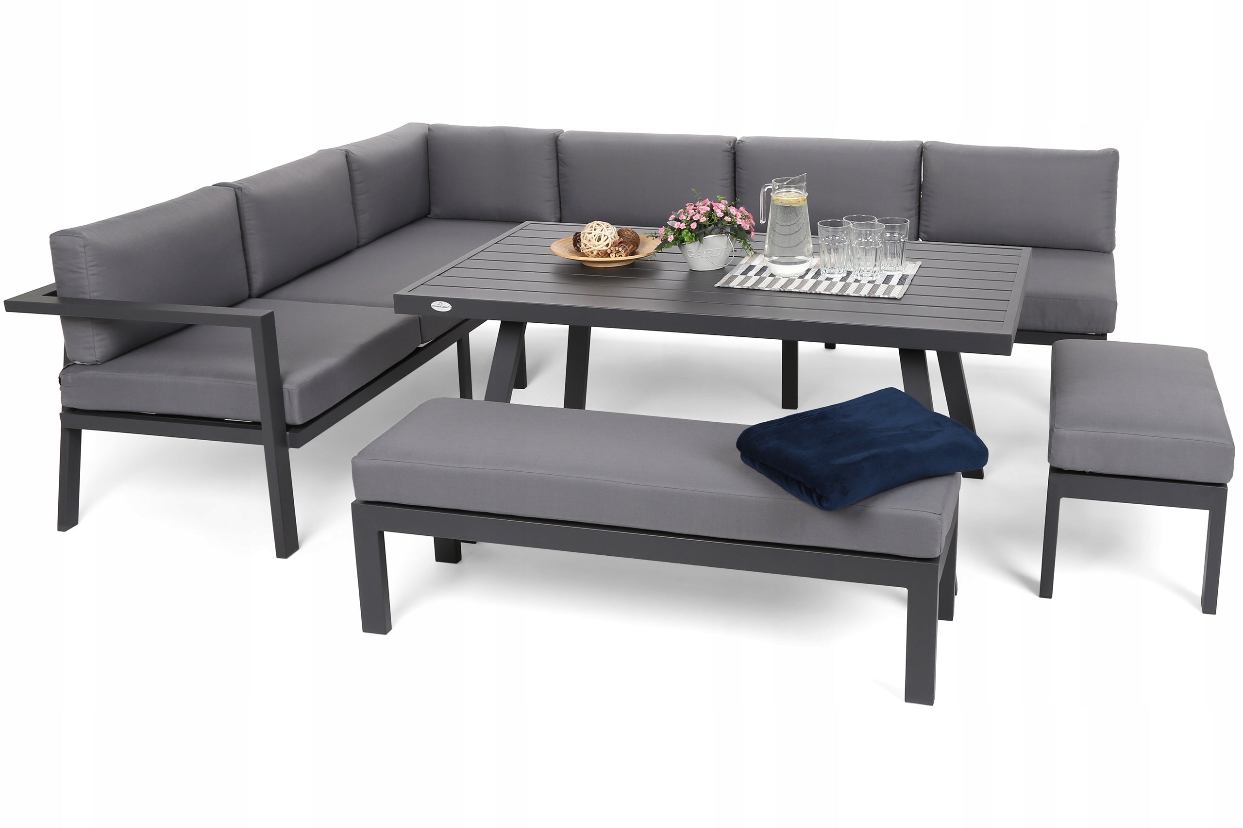 Garden furniture set aluminum set for terrace garden grey Galapagos