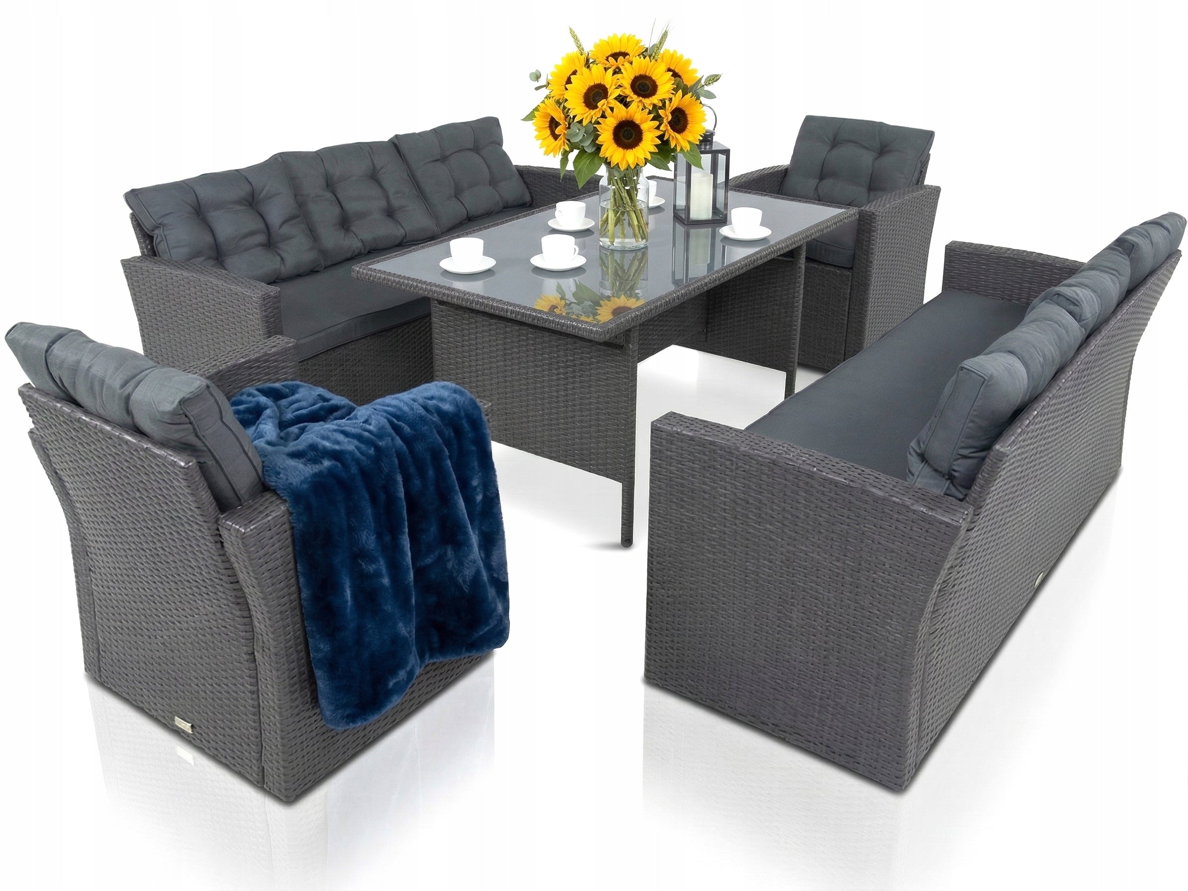 Garden furniture set for 8 people Topiano Grande anthracite rattan