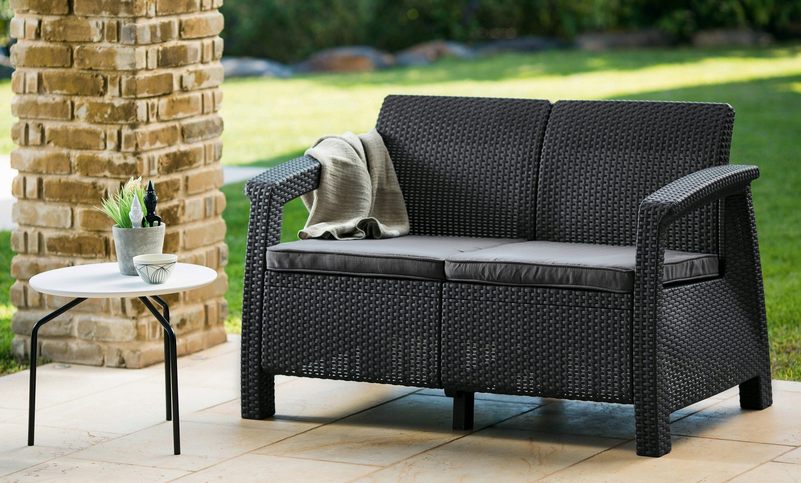 Garden furniture set for Terrace CORFU FIESTA graphite with Cushions Main material synthetic material