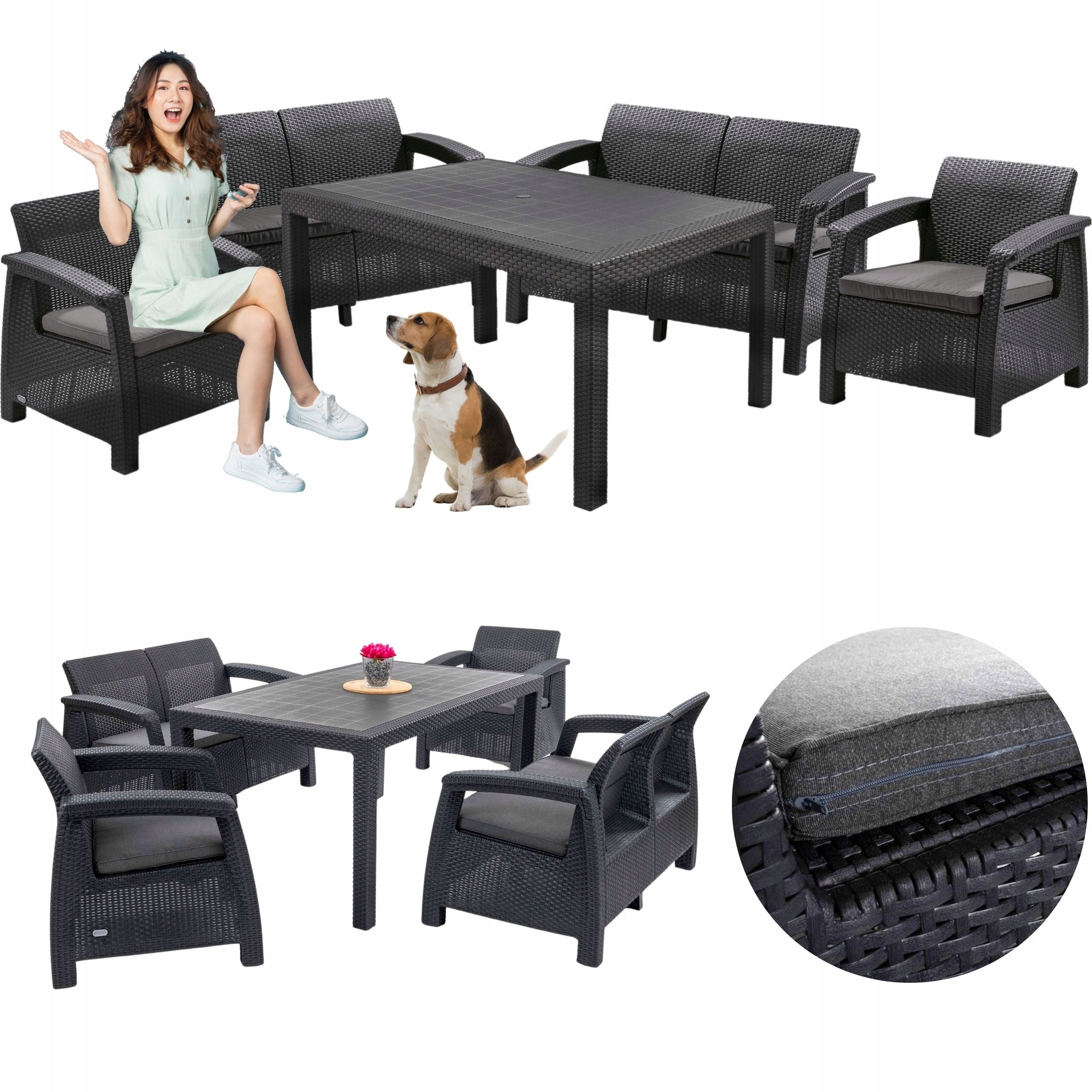 Garden furniture set for Terrace CORFU FIESTA graphite with Cushions