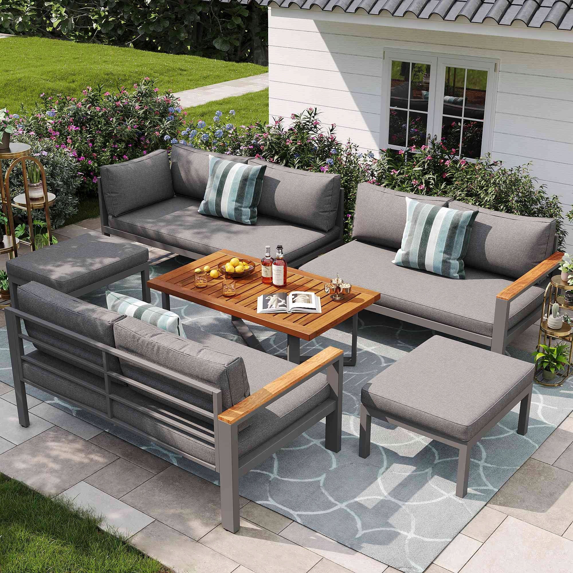 Garden furniture set lounge iron galvanized grey 7 people waterproof Manufacturer Arhatreya