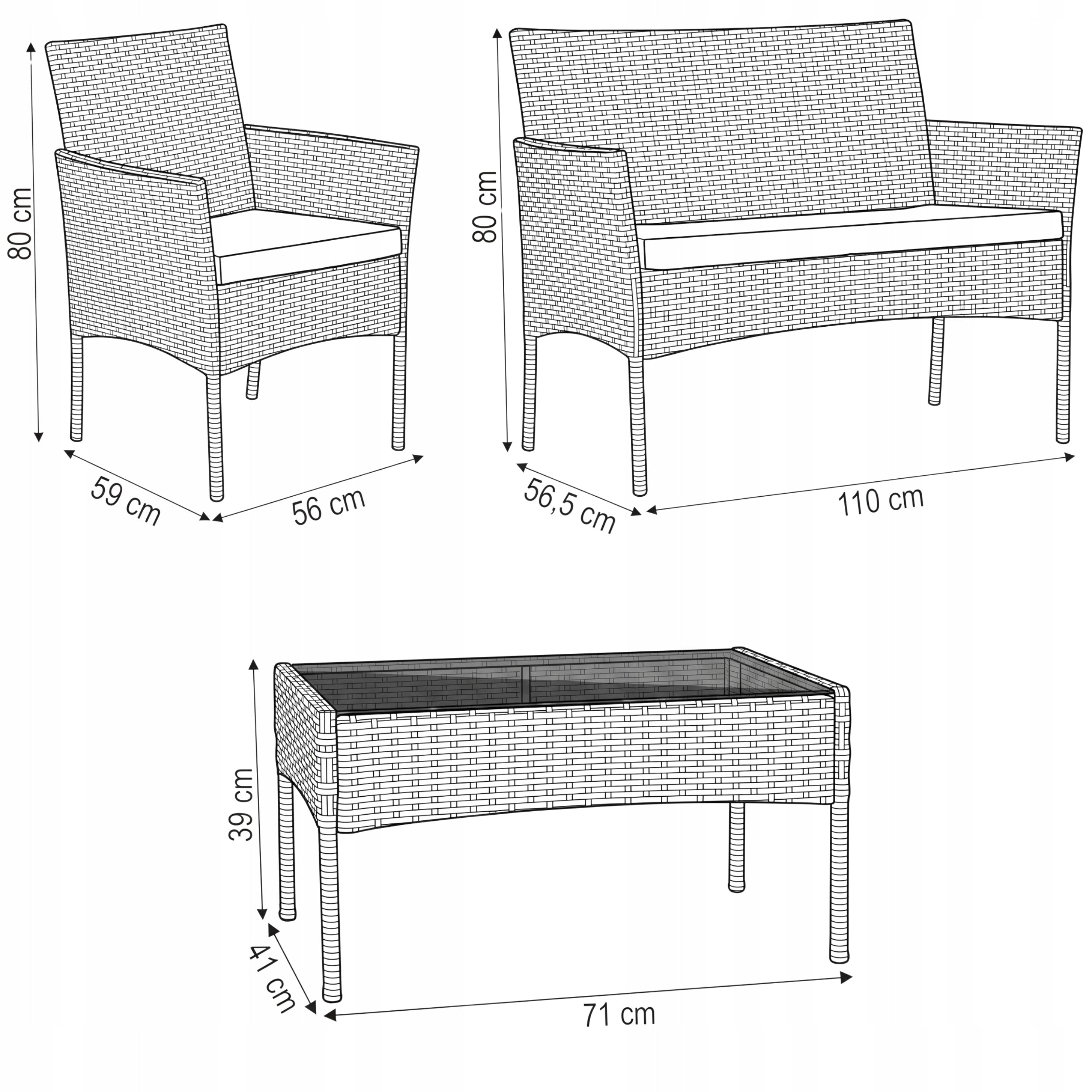 Garden furniture set rattan Funfit Garden black 4 el. Manufacturer code 4143
