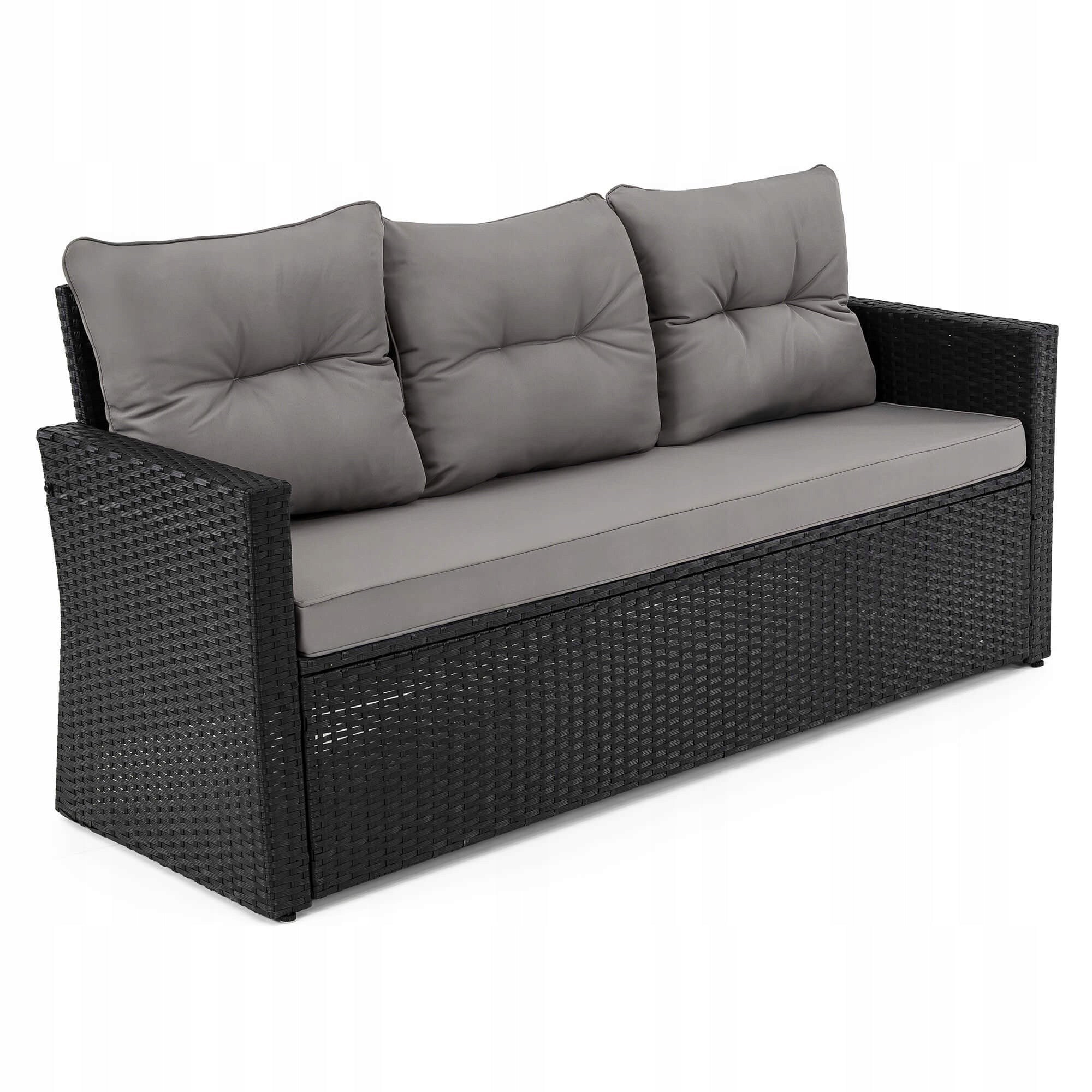 Garden furniture set rattan MONAKO XL black cushions grey Number of items in the set 6