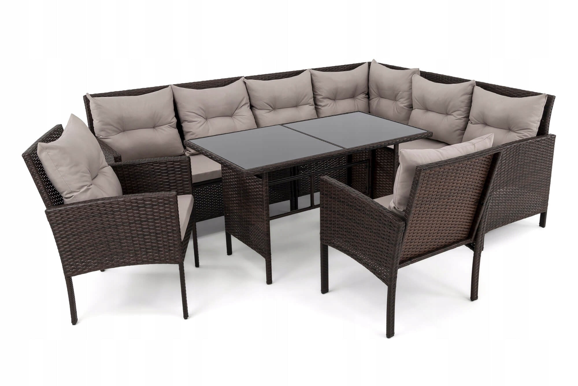 Garden furniture set rattan PARIS BIG brown cushions grey Main material synthetic rattan