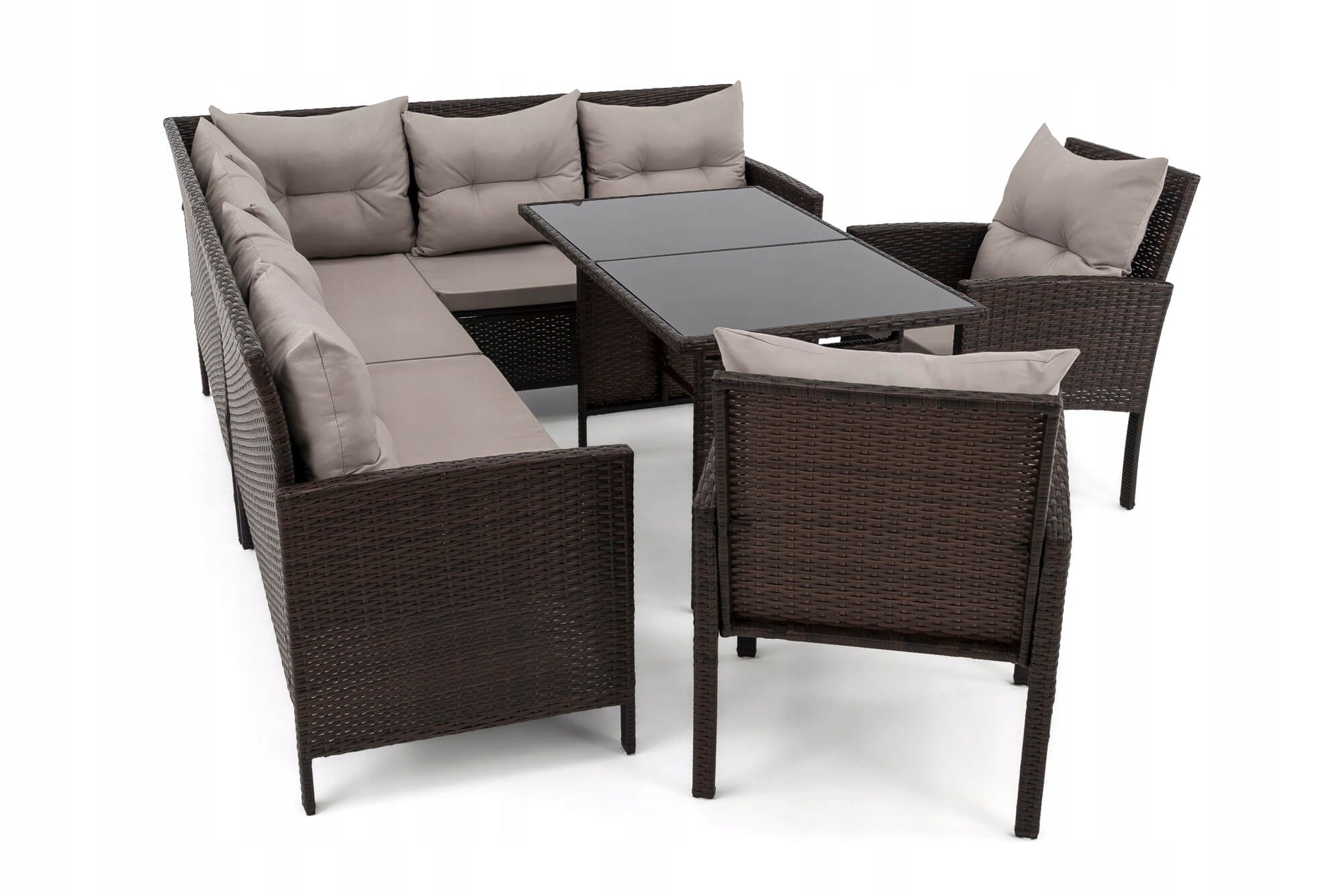 Garden furniture set rattan PARIS BIG brown cushions grey Number of items in the set 6